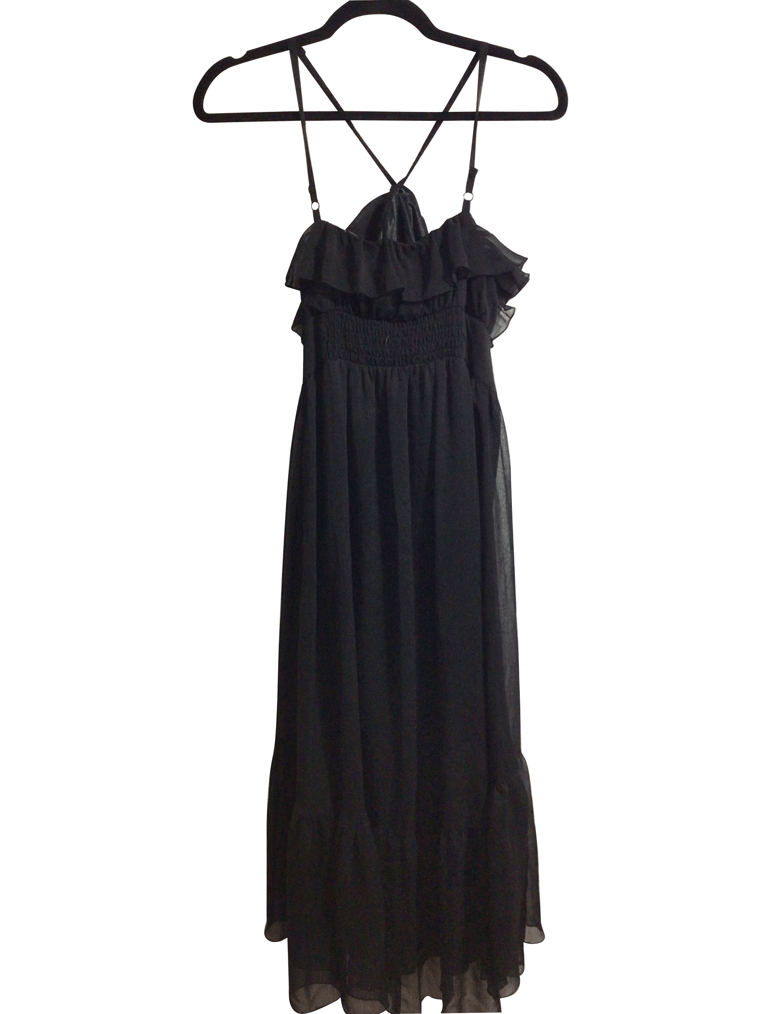GUESS Women's Stunning Black Regular Fit Size 5 Maxi Dress - Second Hand