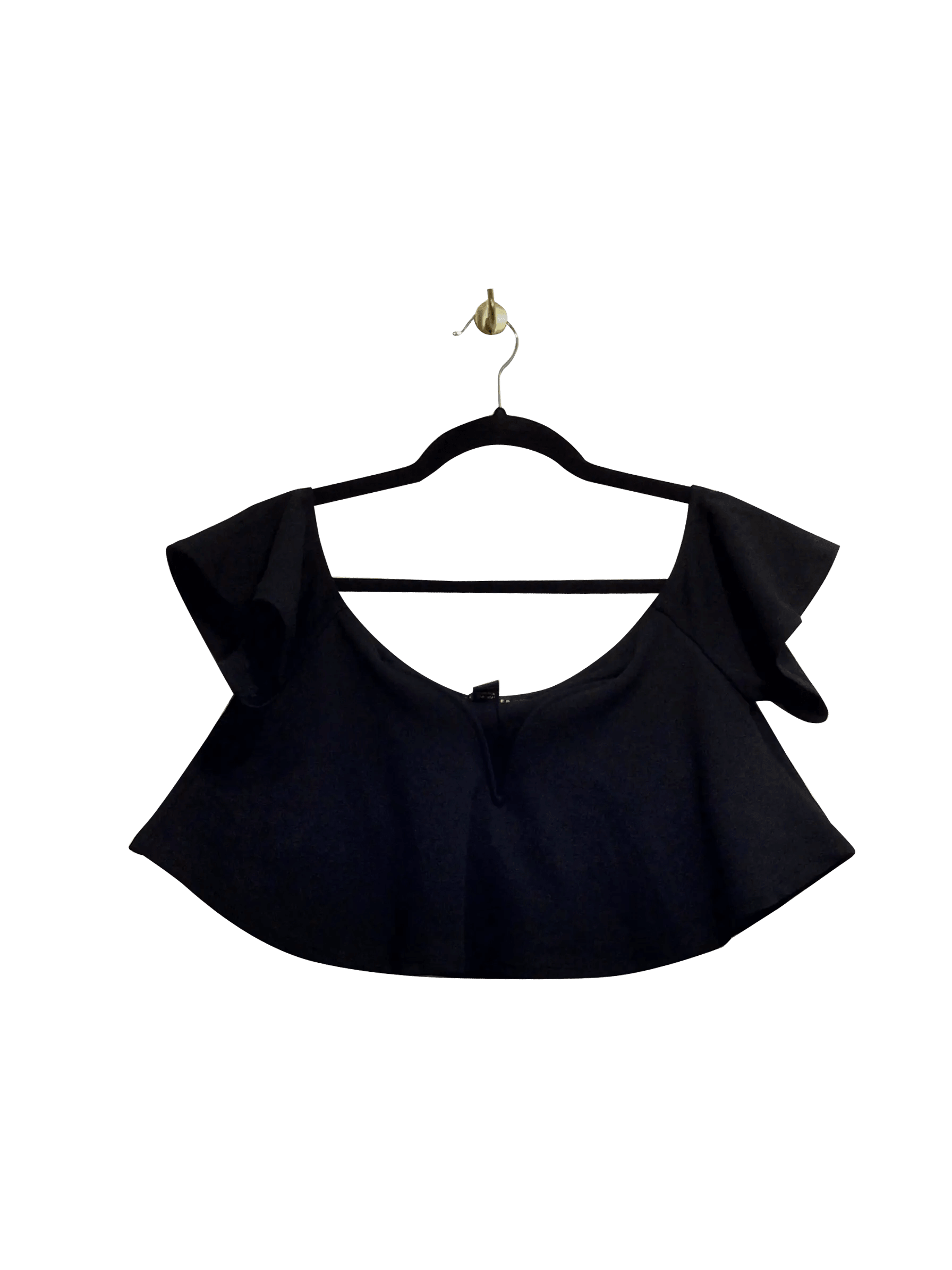Stylish Revamped Black Regular Fit Crop Top - Size M