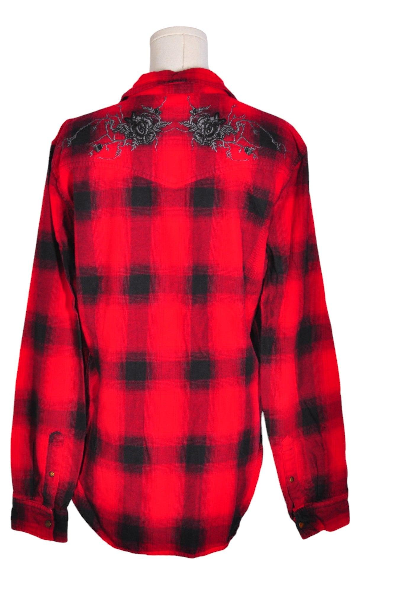 Stylish GUESS Women's Red Regular-Fit Button Down Tops - Size M