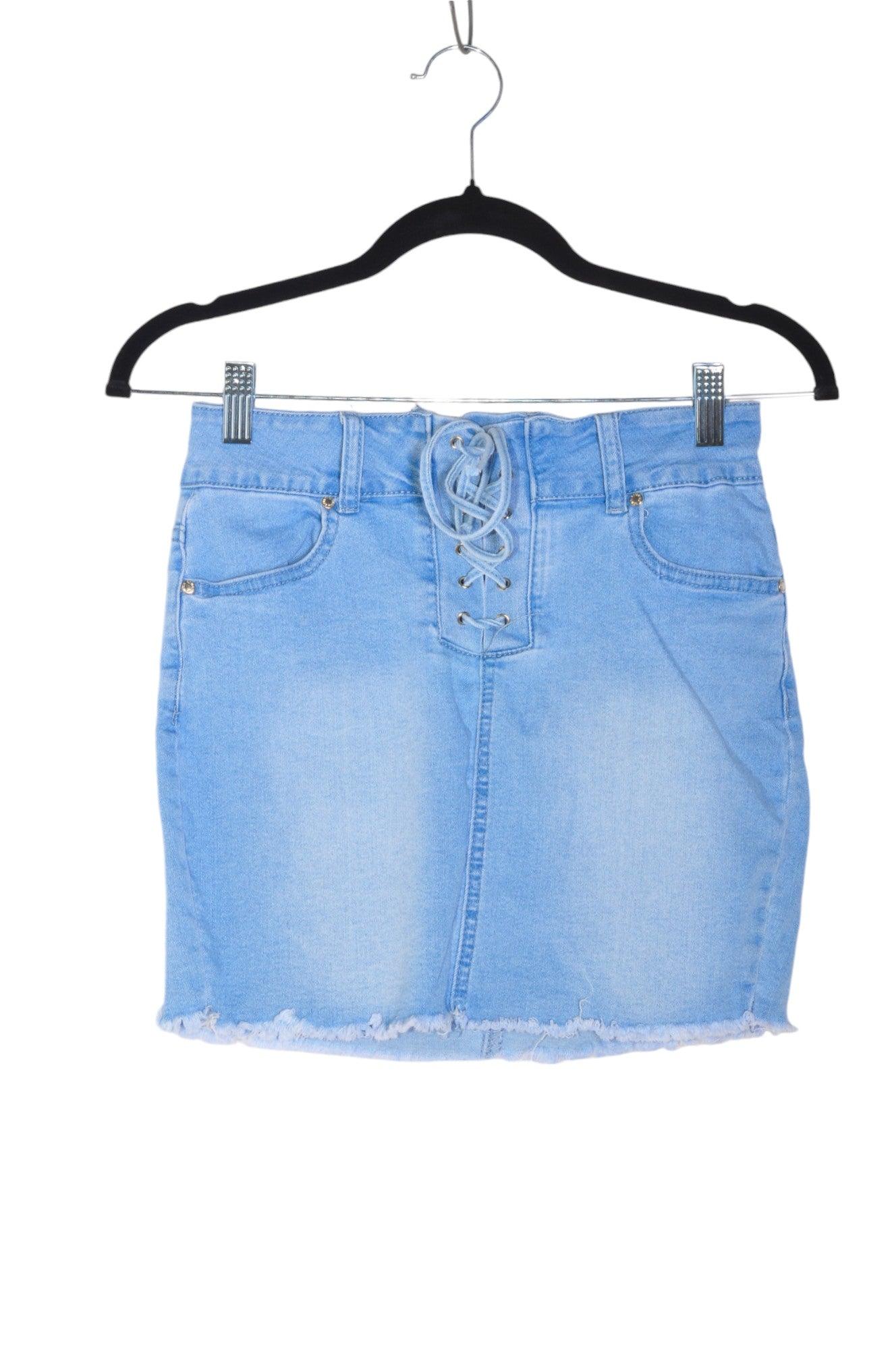 Stylish REVAMPED Blue Regular Fit Second - Hand Women's Denim Skirt Size 3