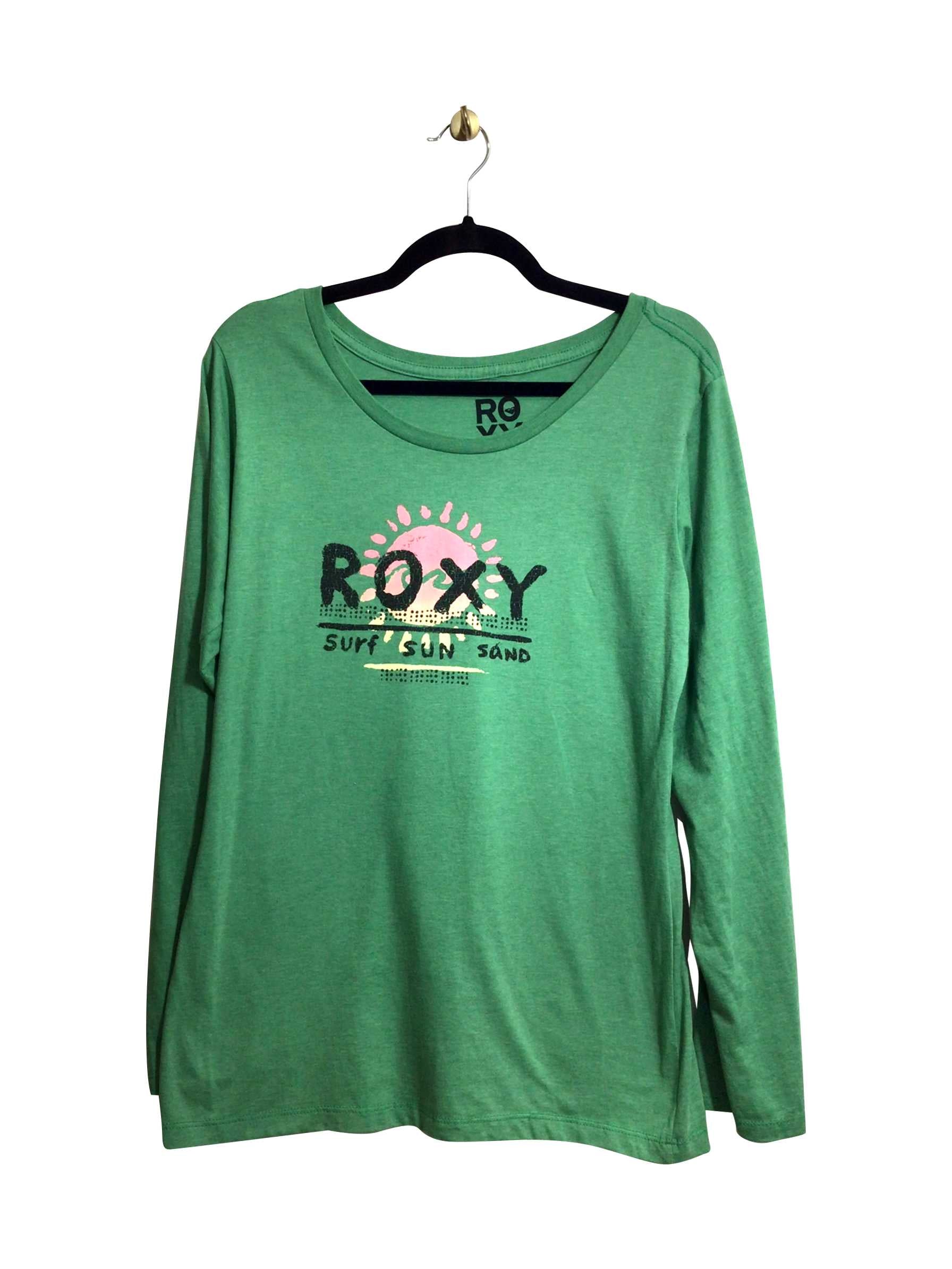 ROXY Stylish Regular Fit Long-Sleeved Green T-shirt - Size L