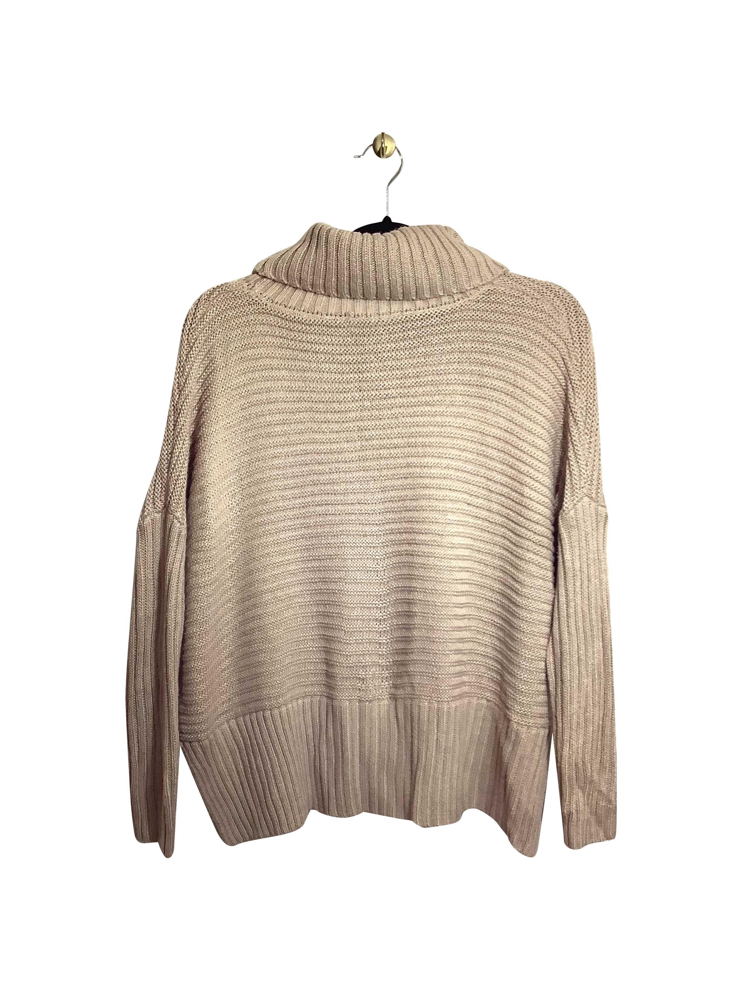 JOAN VASS Fashionable Regular Fit Beige Turtleneck Top - XS