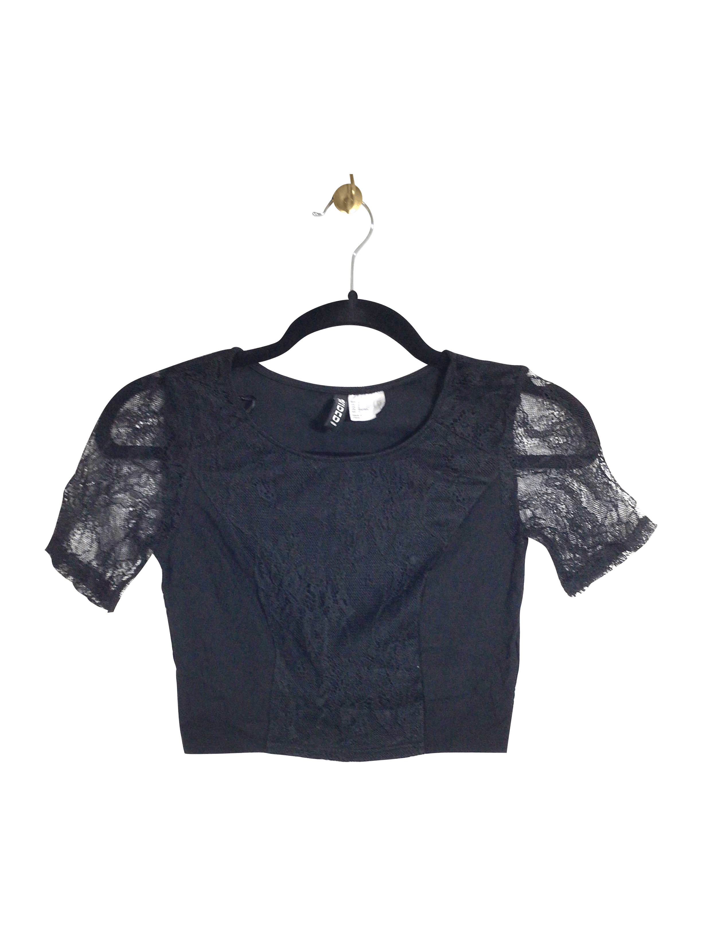 Stylish H&M Women's Black Regular Fit Crop Tops - Size 2
