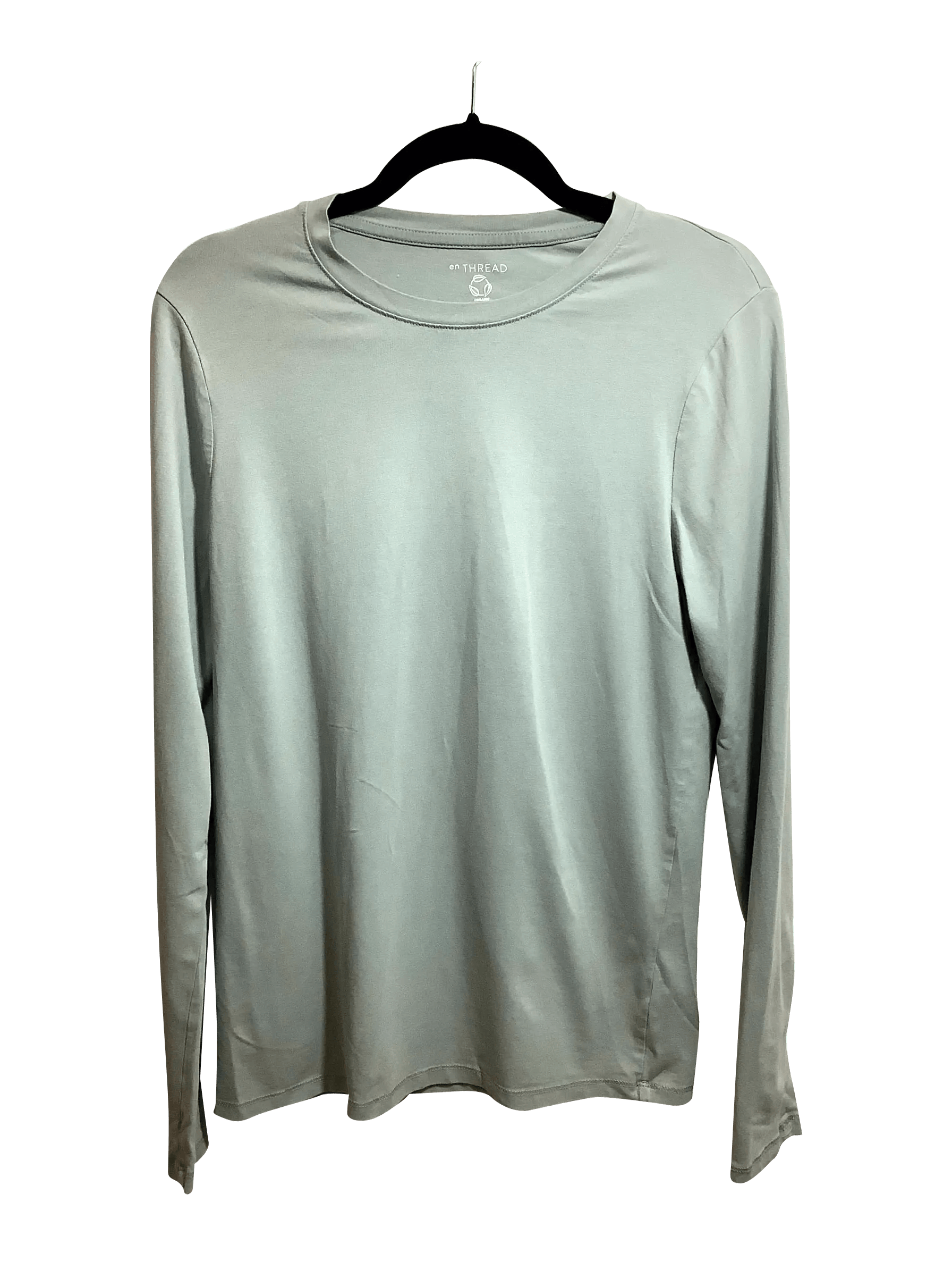EN THREAD Stylish Regular Fit Blue Long Sleeve Crew Neck T-shirt - Size L