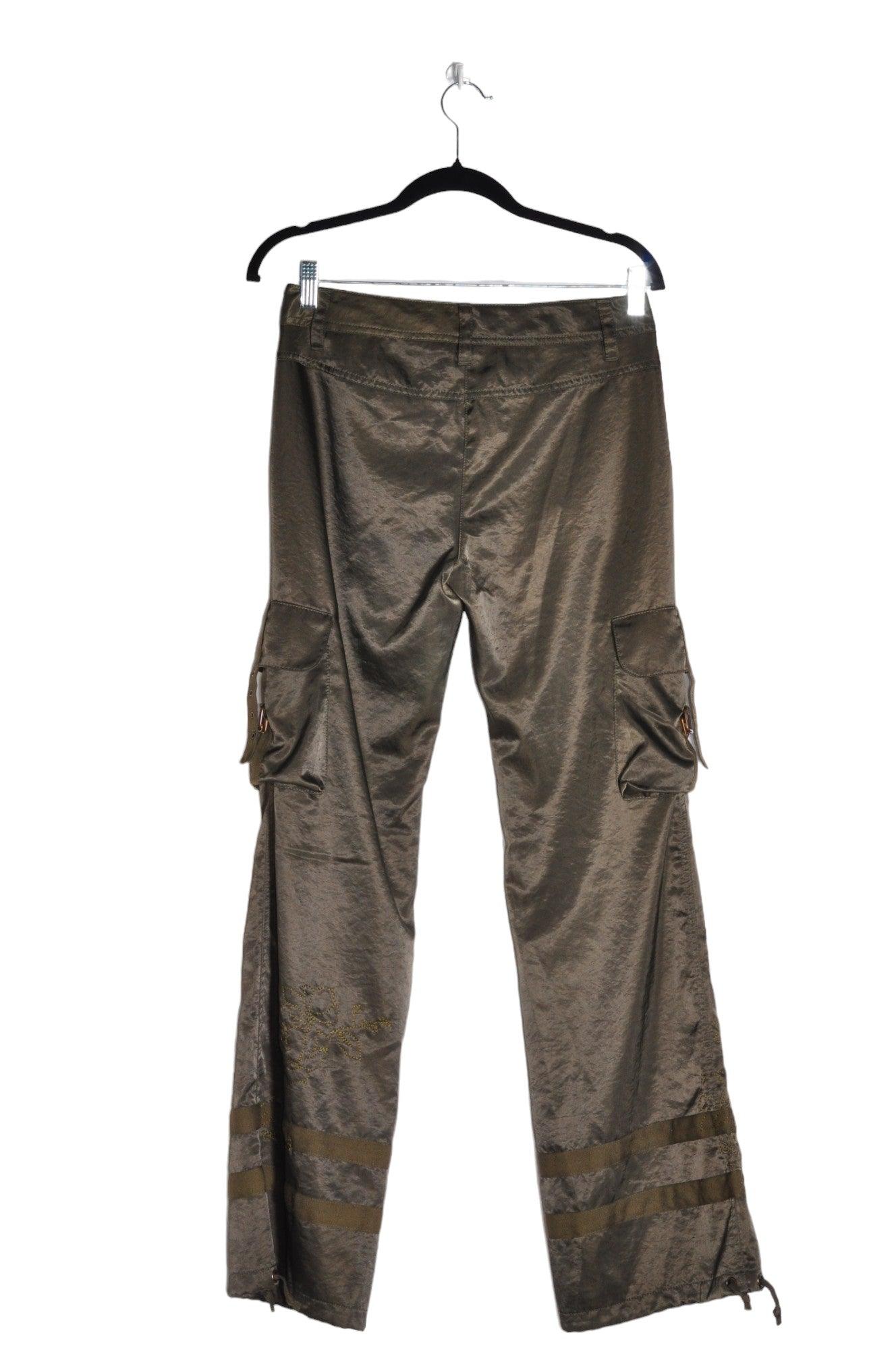 EXPRESS Stylish Women's Green Cargo Pants - Regular Fit, Size M