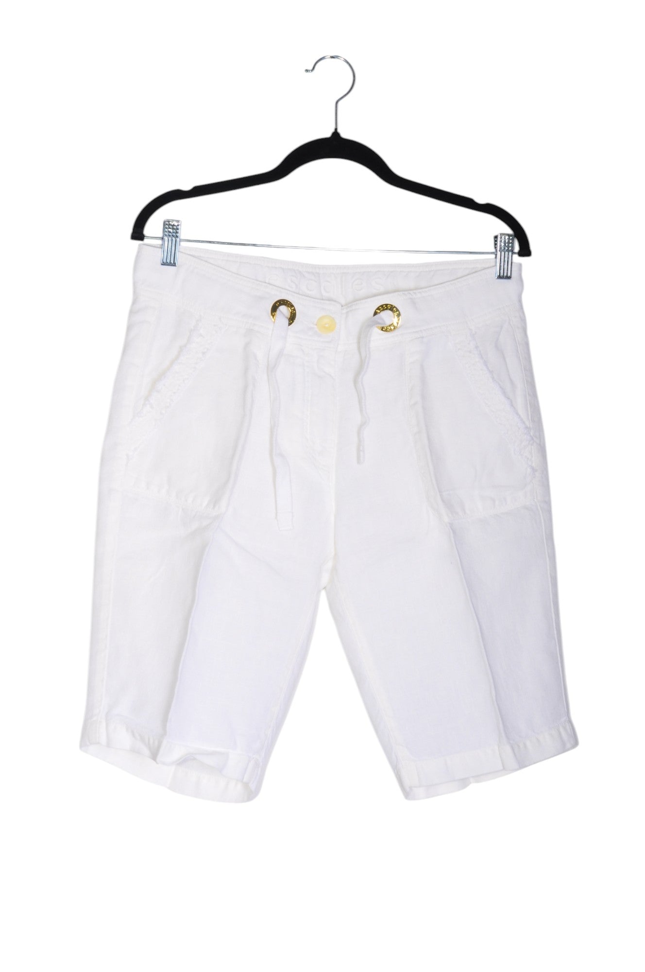 ESCALES Women's Timeless Classic White Regular Fit Shorts - Size 42