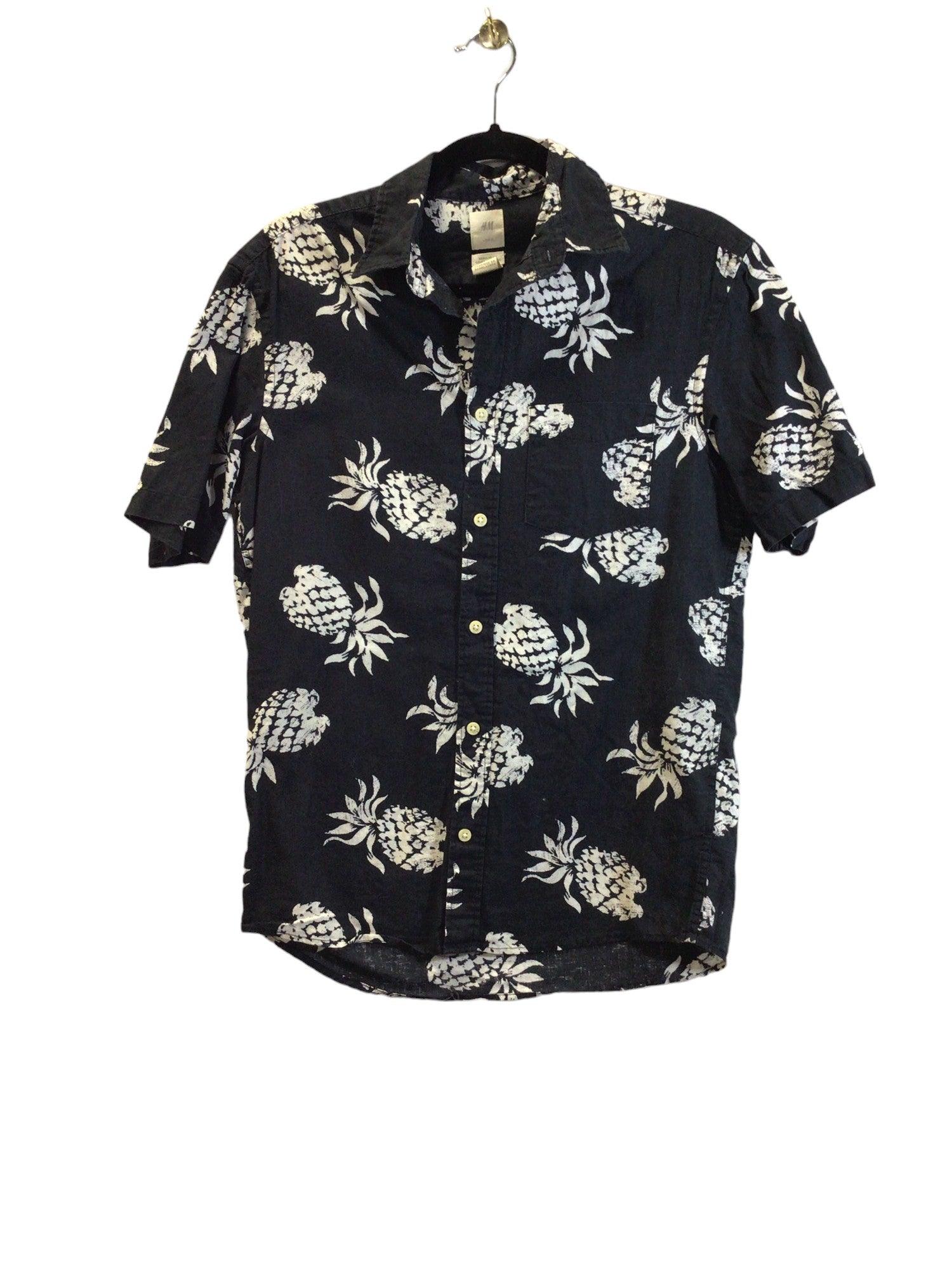 H&M Men's Stylish Black Regular Fit Button Down Tops - Size XS