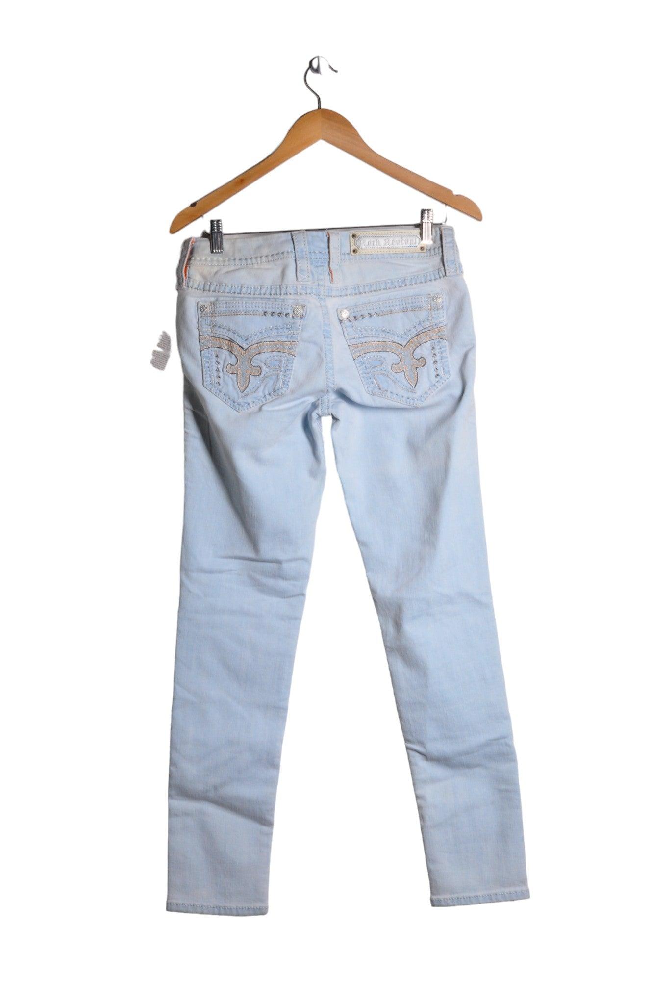 ROCK REVIVAL Stylish Women's Blue Regular Fit Straight-Legged Jeans - Size 28