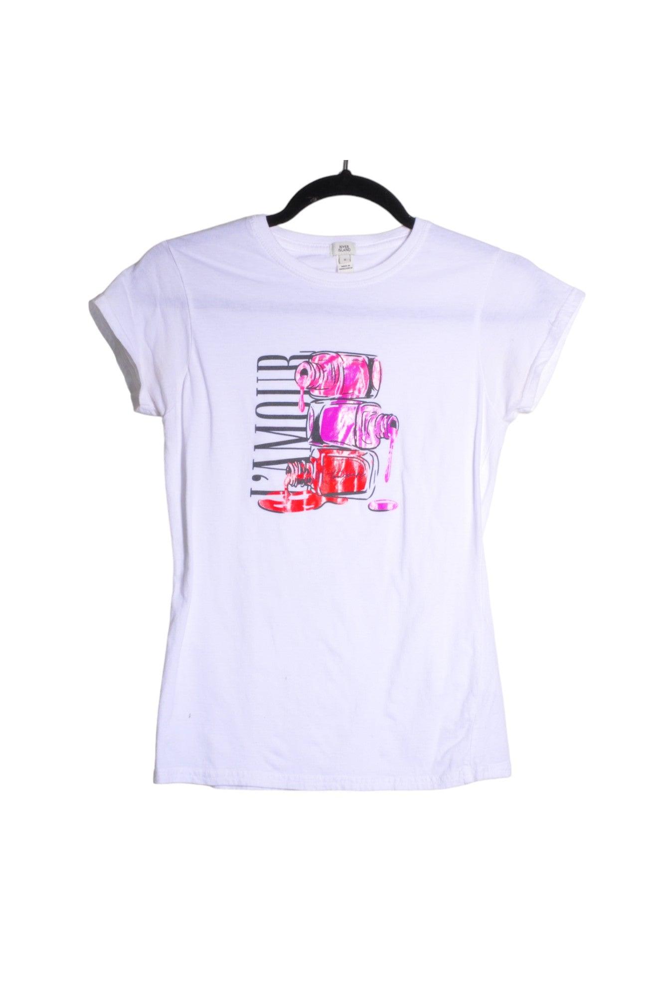RIVER ISLAND Stylish Women's Regular-Fit White T-Shirt - Size 8
