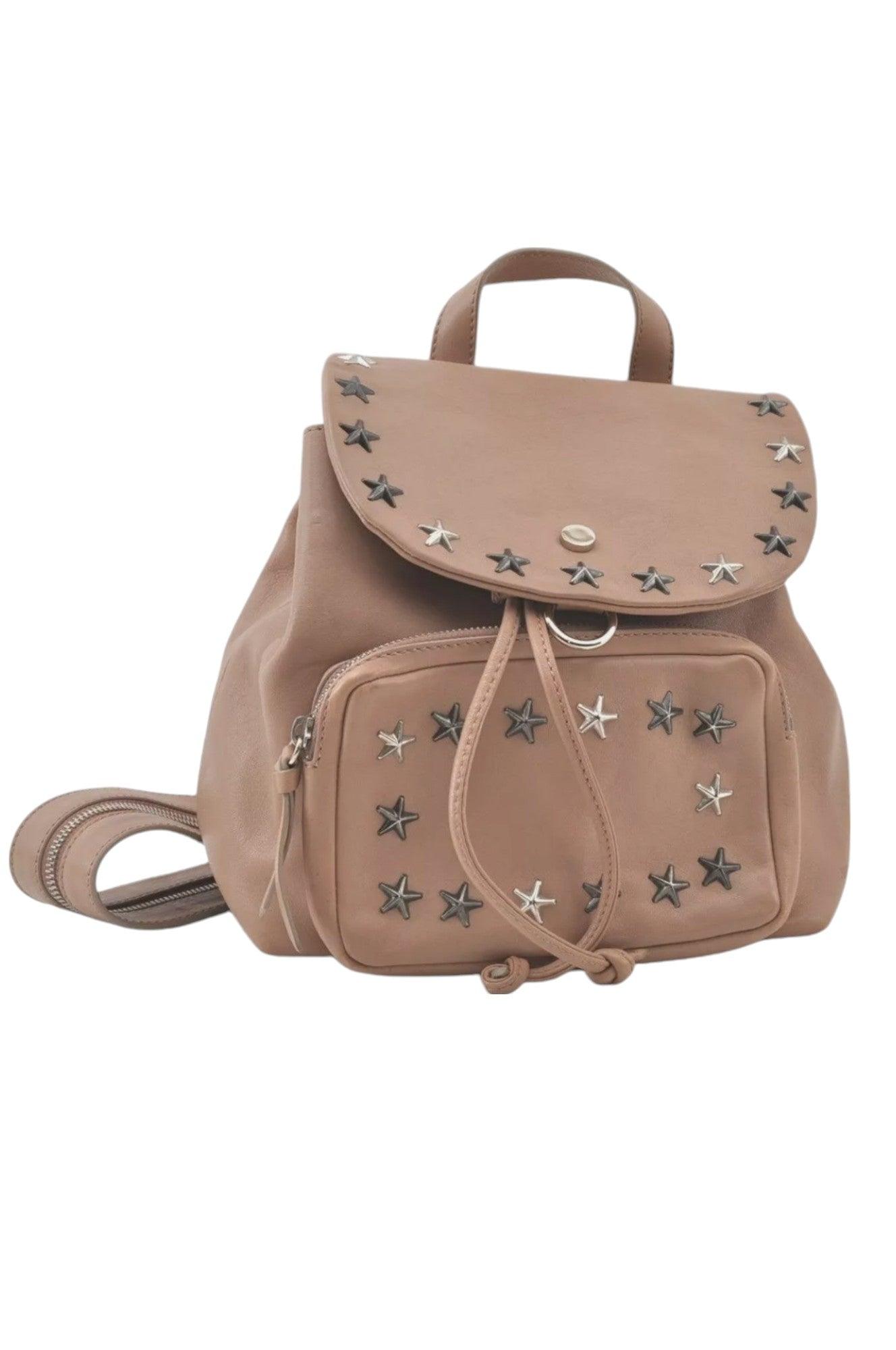 JIMMY CHOO Vintage Stella Star Studded Pink Beige Leather Backpack - 7492K, Stylish and Functional