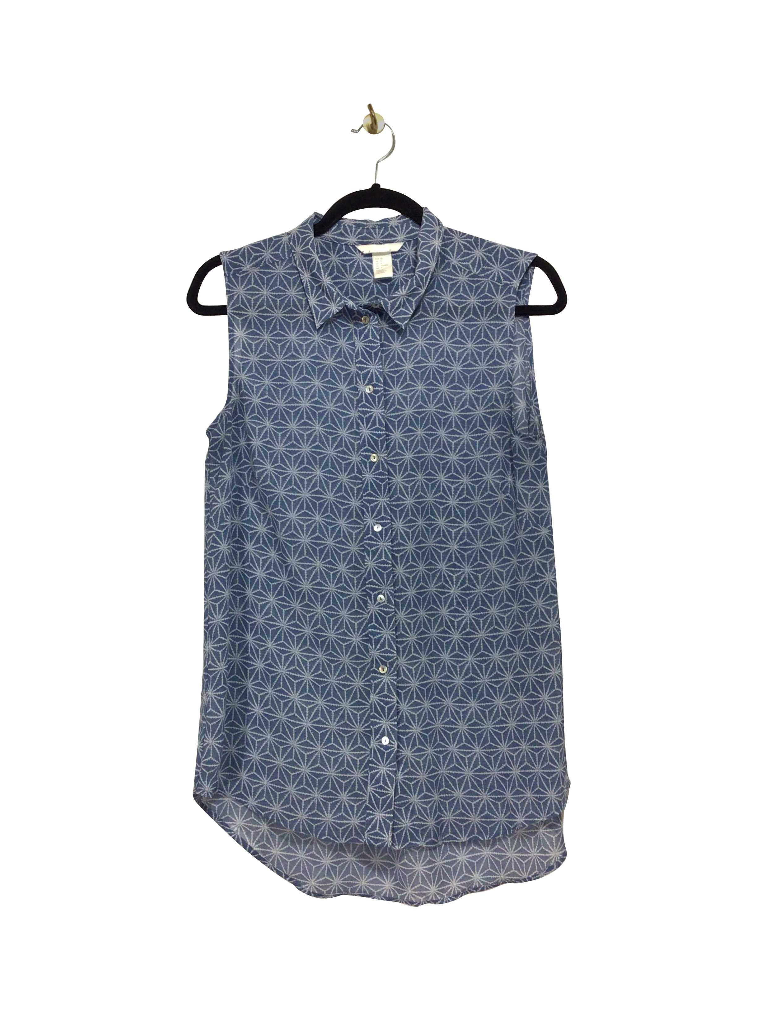 H&M Second-hand Blue Regular Fit Sleeveless Button-down Top - Size 8