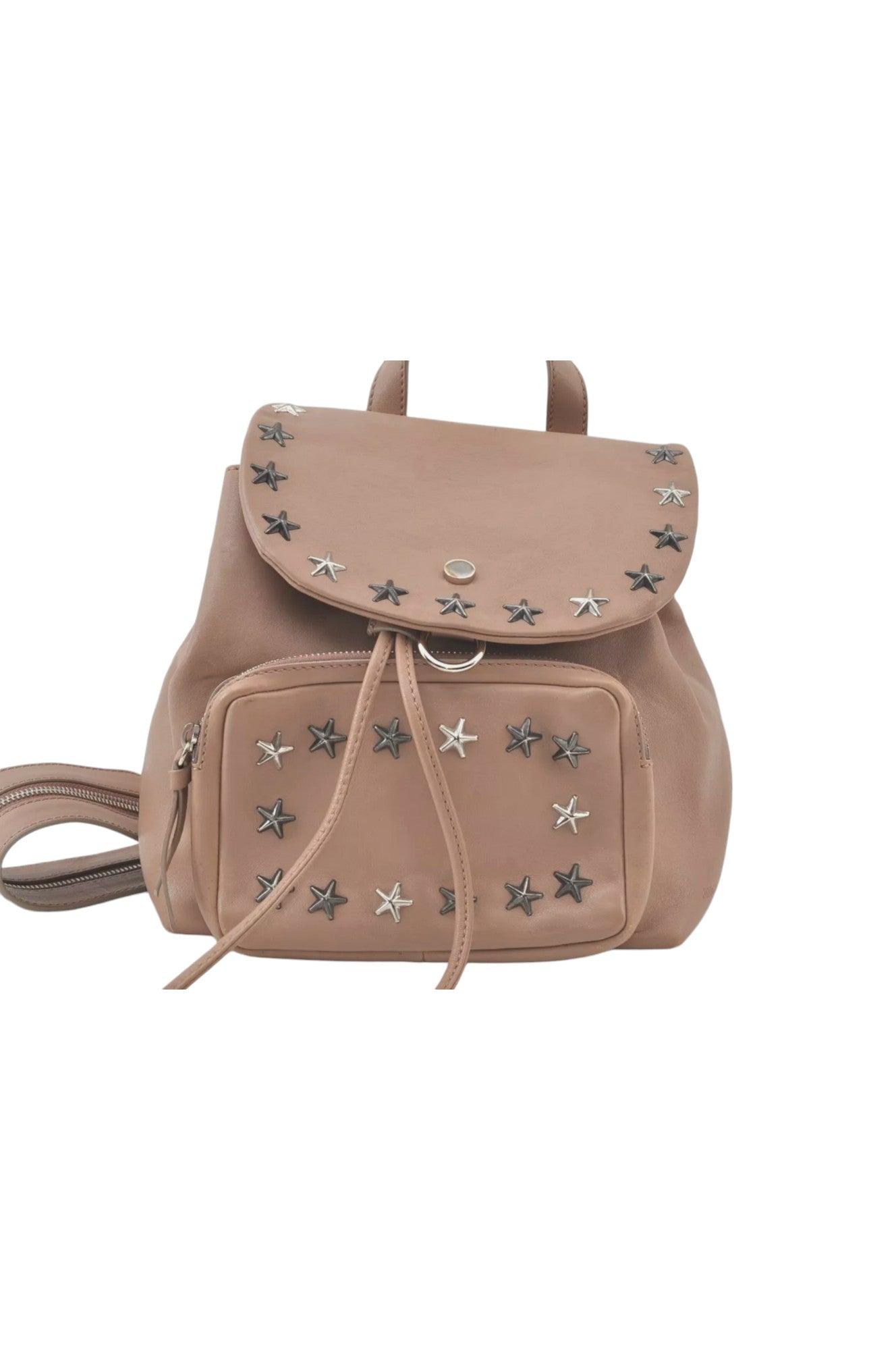 JIMMY CHOO Vintage Stella Star Studded Pink Beige Leather Backpack - 7492K, Stylish and Functional