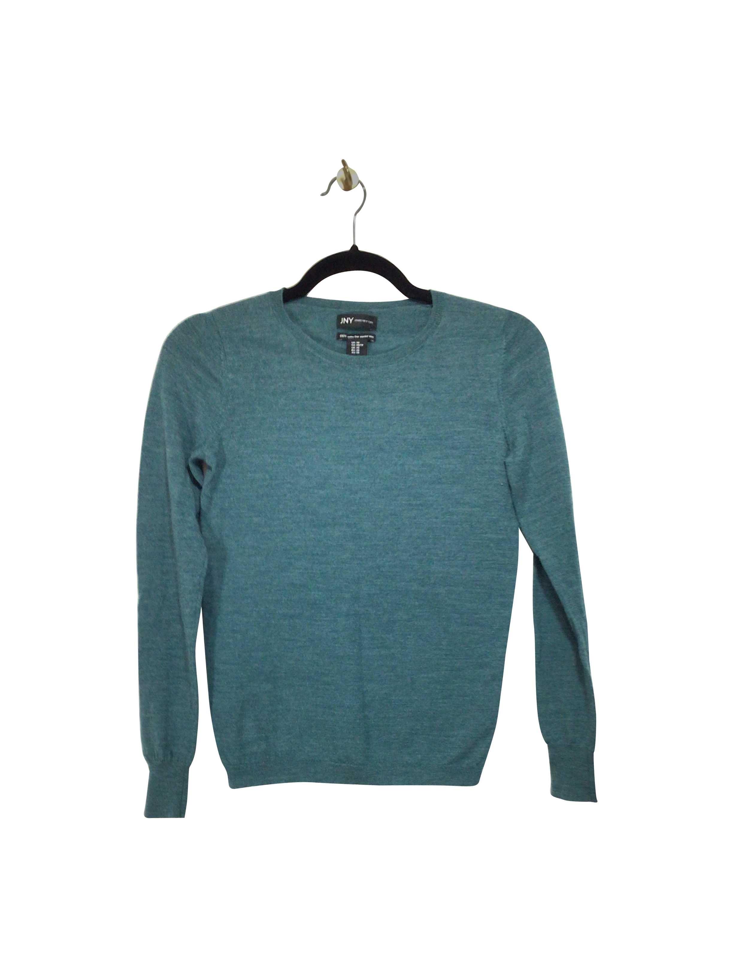 JONES NEW YORK Stylish Regular Fit Blue T-shirt - XS, Made of 100% Extrafine Merino Wool