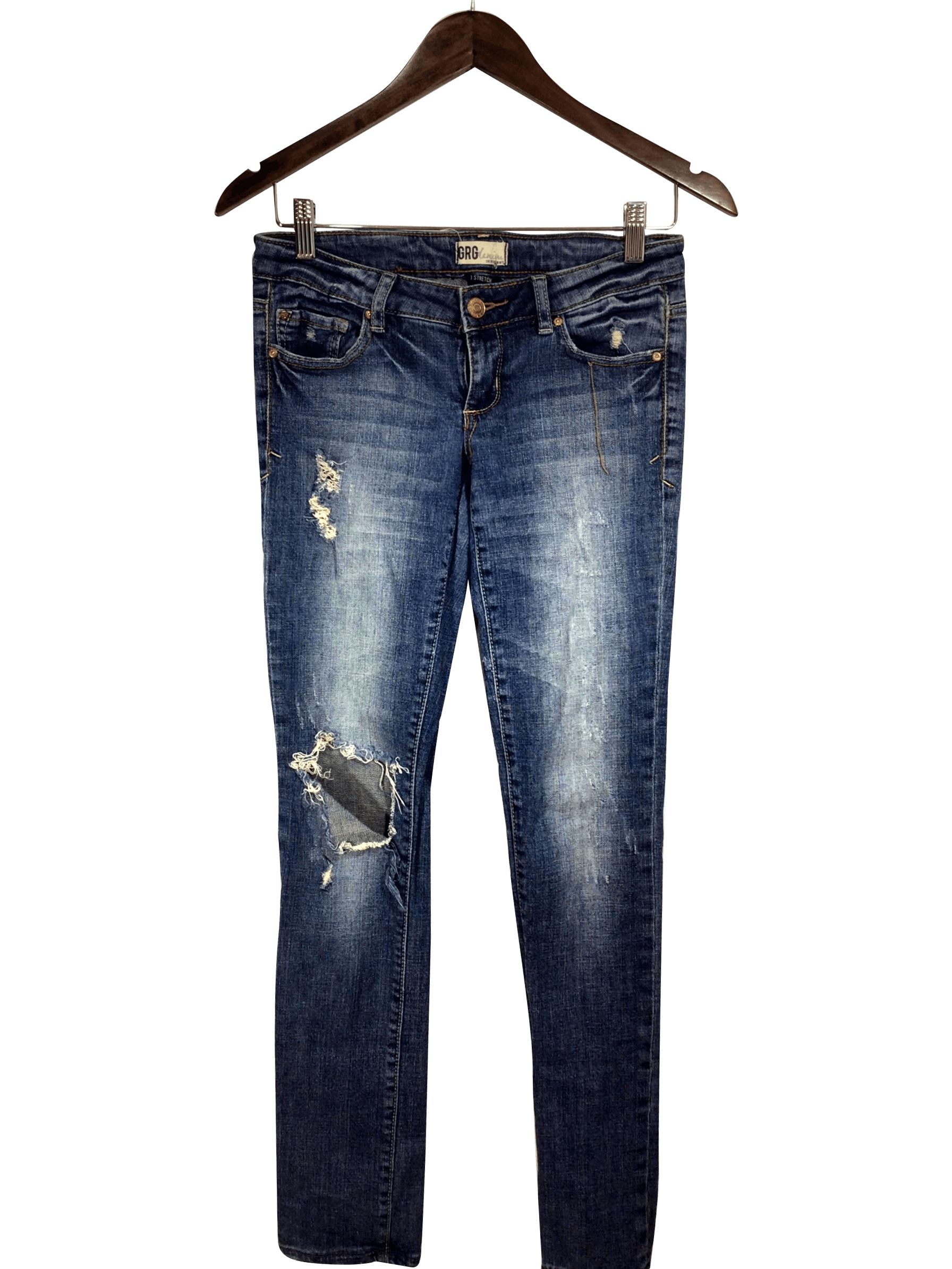 GRG DENIM Stylish Blue Regular Fit Straight - Legged Second - Hand Jeans - Size 3
