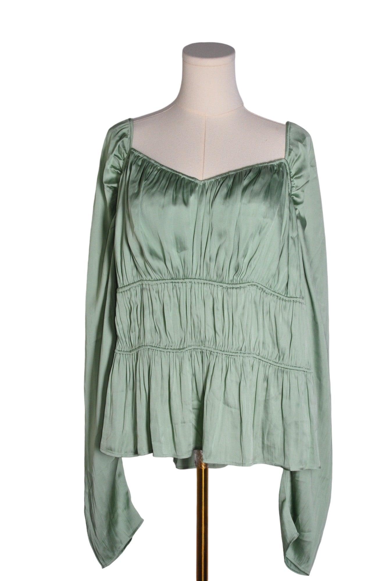 Stylish H&M Women's Green Regular-Fit Blouses in XXL Size