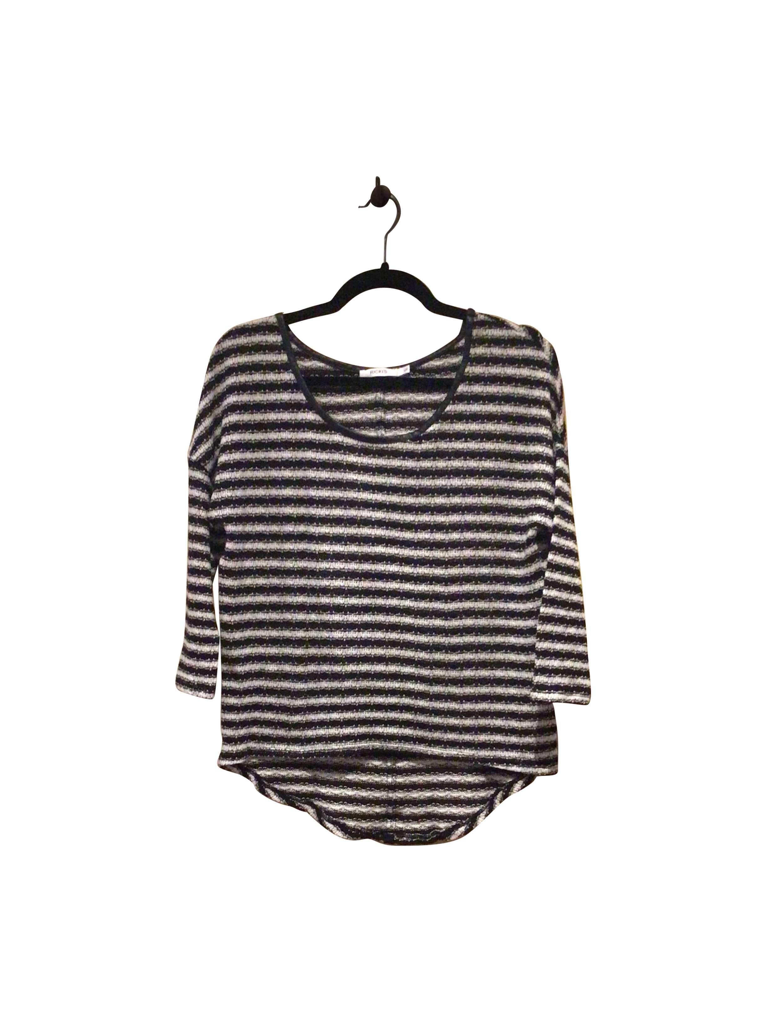RICKI'S Stylish Regular Fit White Long-Sleeved Crew Neck T-Shirt - Size S