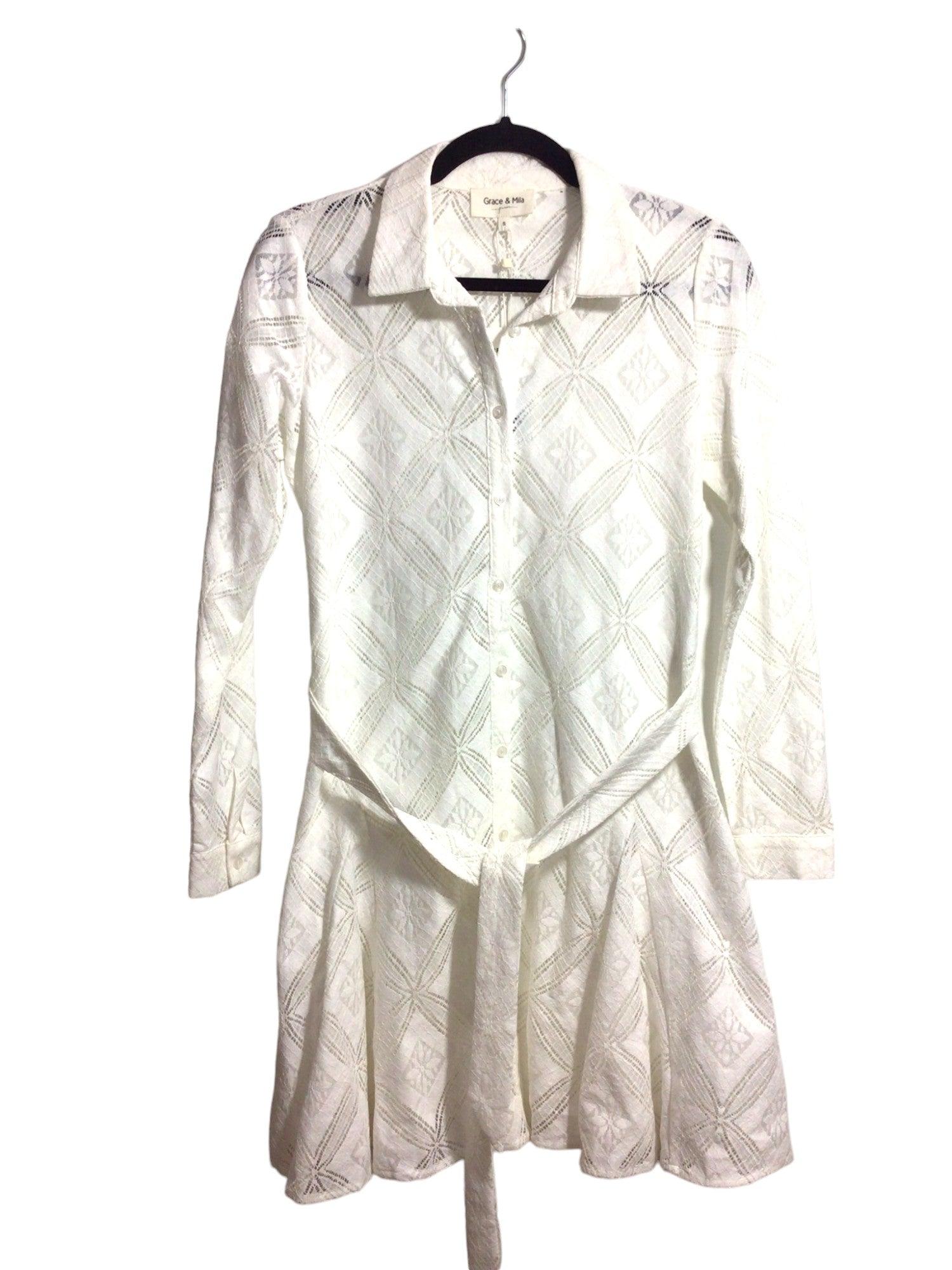 GRACE & MILA Stylish Women's White Regular Fit Wrap Dress - Size S