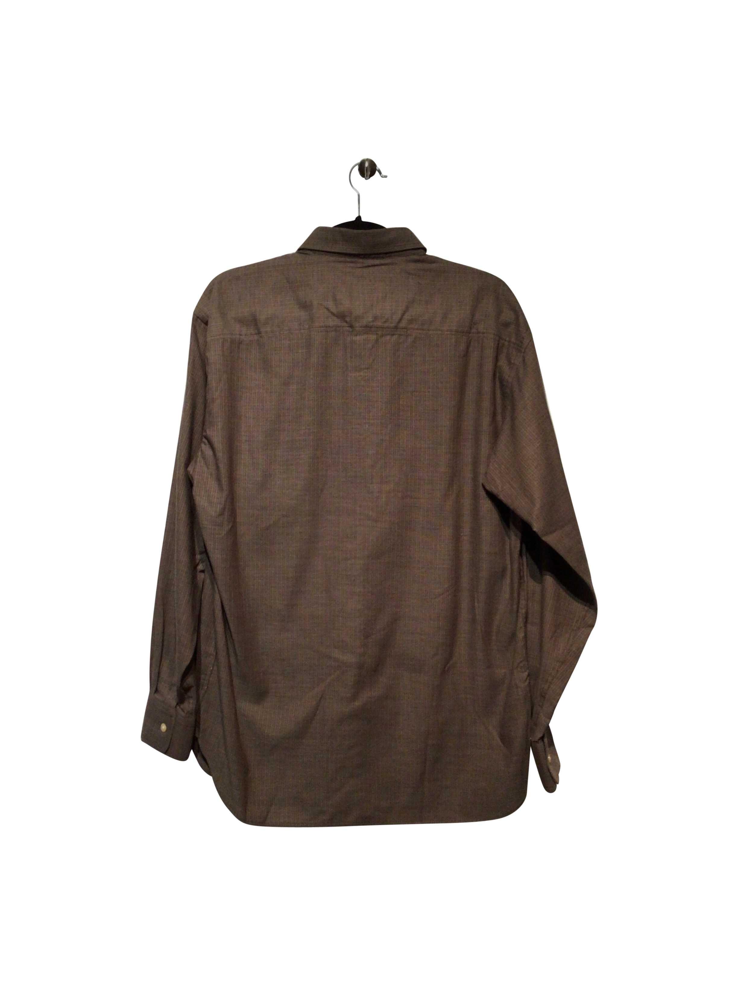 JOSEPH ABBOUD Classic Regular Fit Brown Button-down Top - Size M