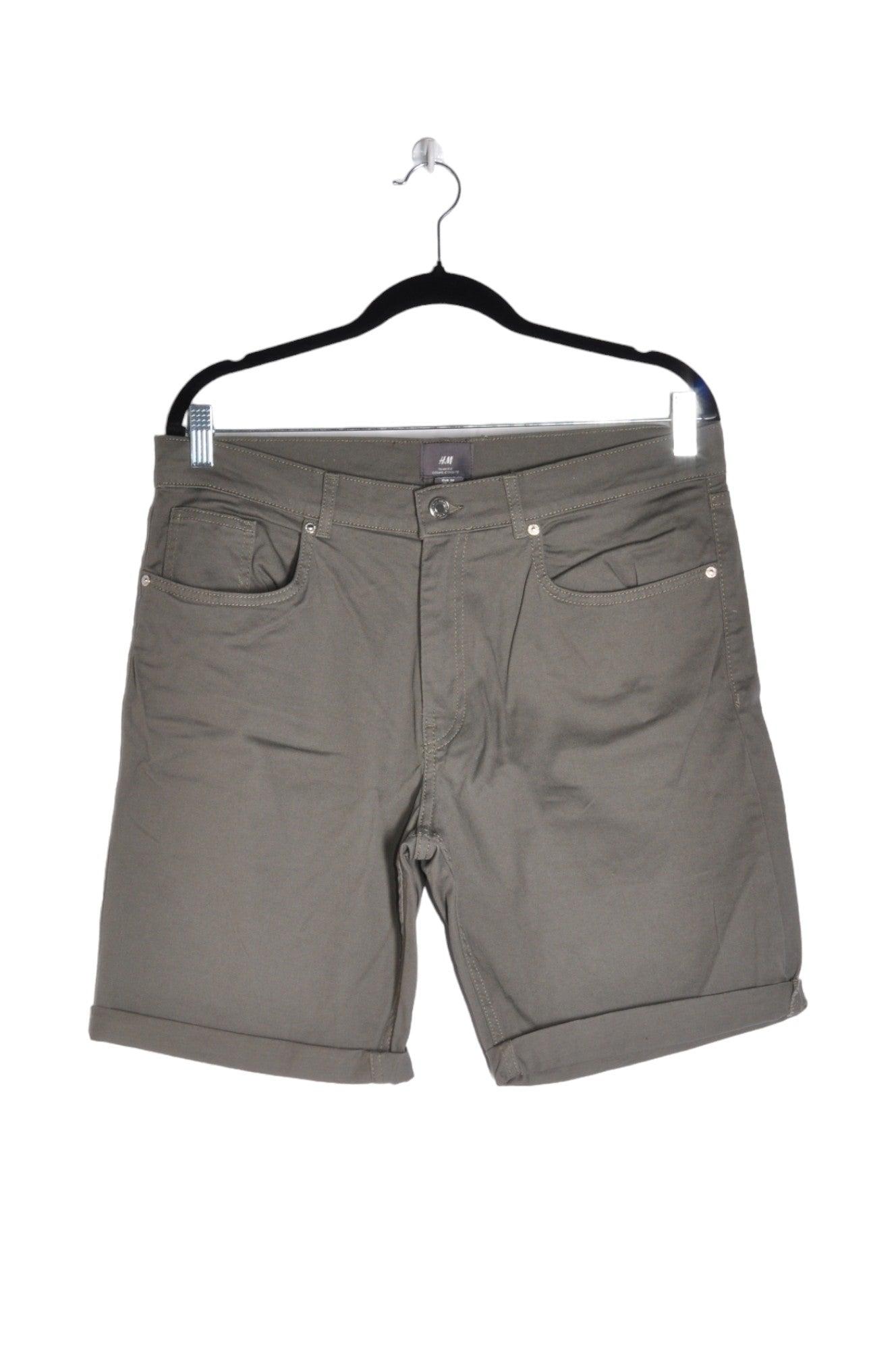 H&M Men's Stylish Green Regular Fit Denim Shorts - Size 34