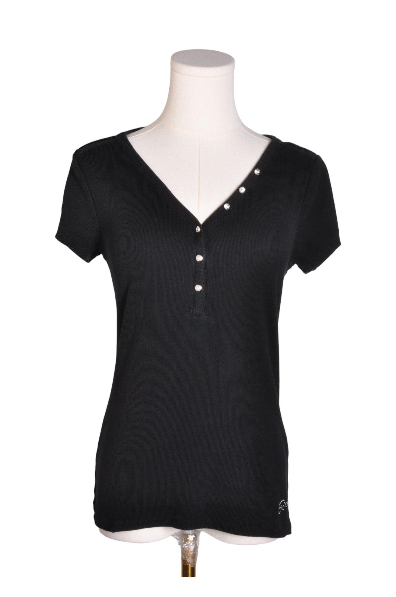 Stylish GUESS Women's Regular Fit Black T-Shirt - Size L
