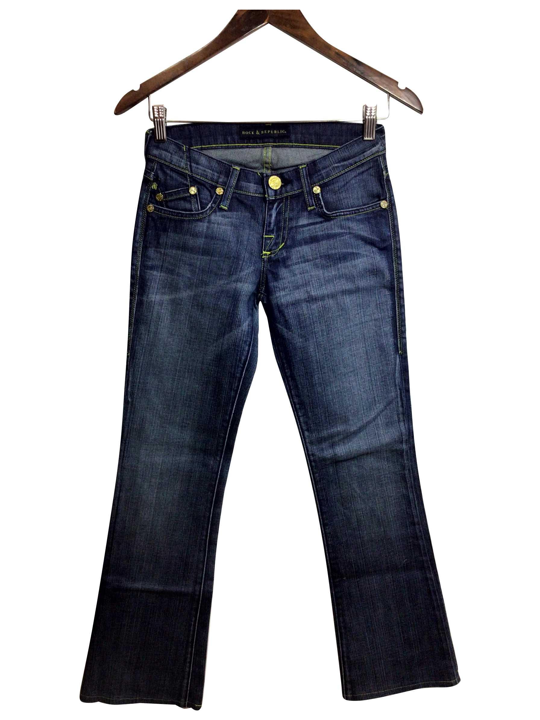 ROCK & REPUBLIC Stylish Regular Fit Blue Straight - Legged Second - Hand Jeans - XS