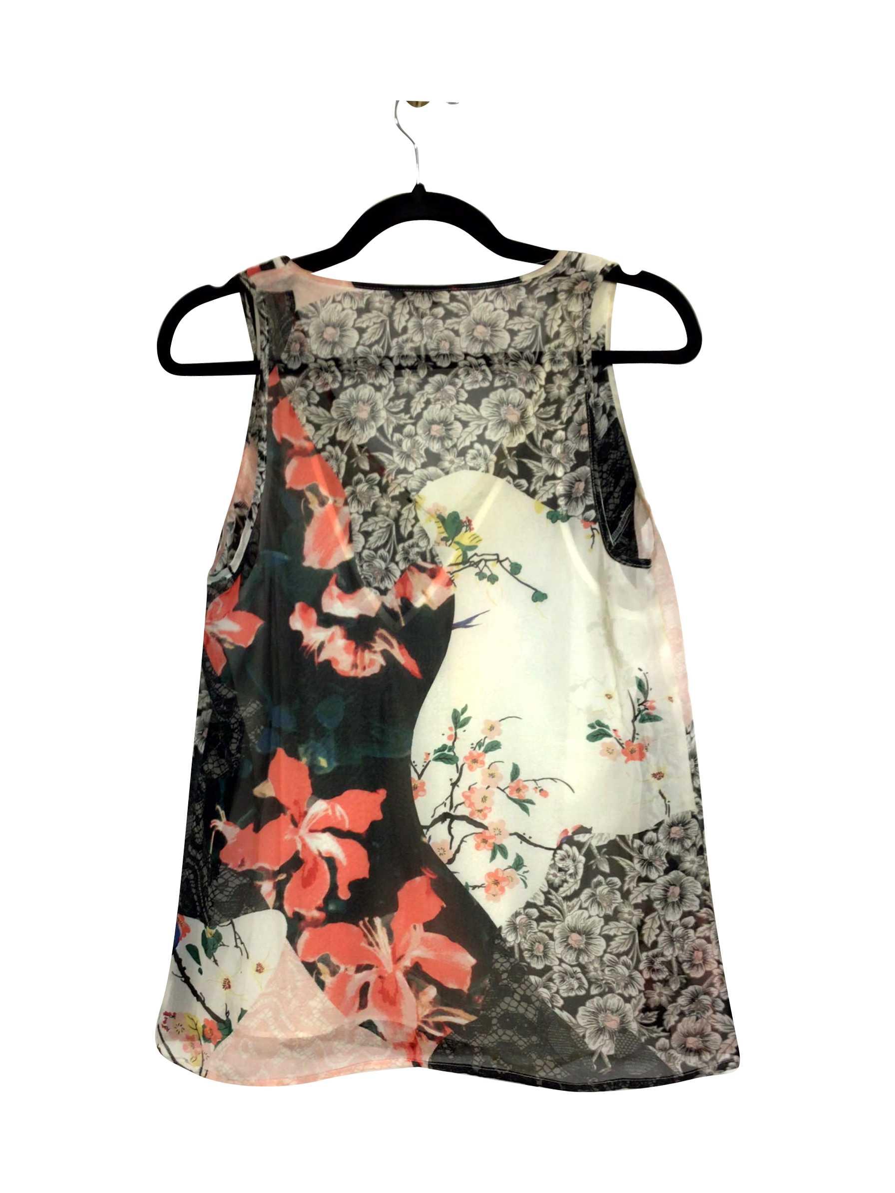 GUESS Stylish Regular Fit Sleeveless Black Blouse - Size S