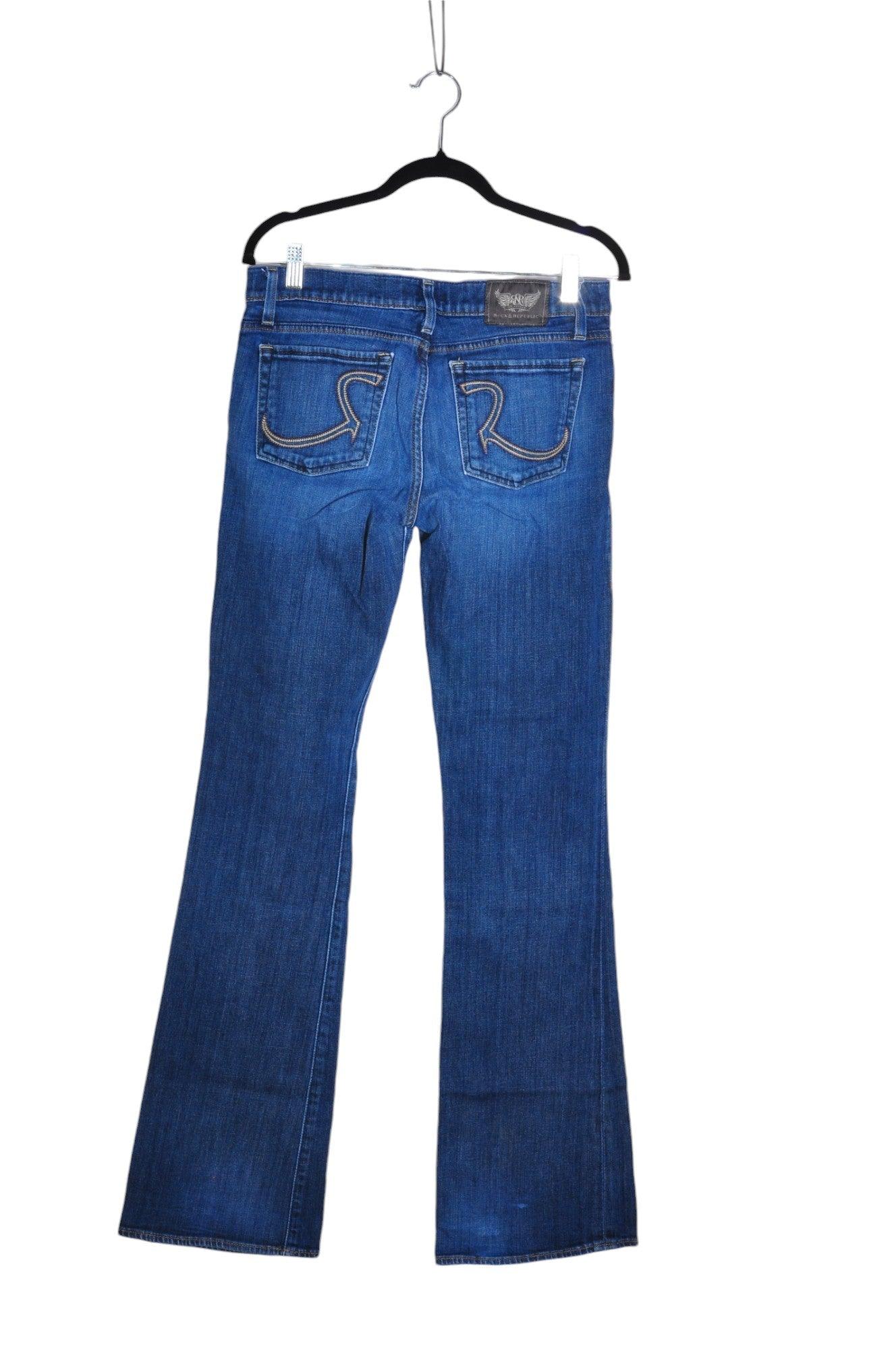 ROCK & REPUBLIC Stylish Women's Blue Regular Fit Straight-Legged Jeans - Size M