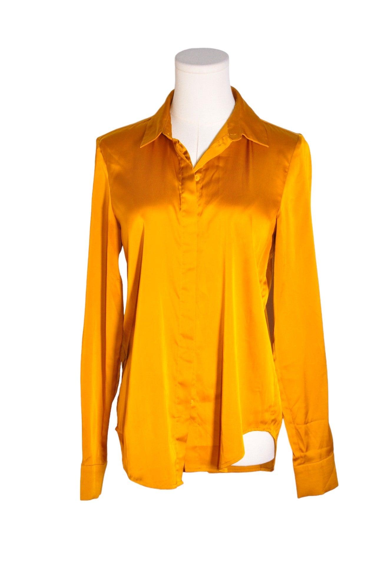 H&M Second Hand Regular Fit Yellow Women's Button Down Tops - Size 2