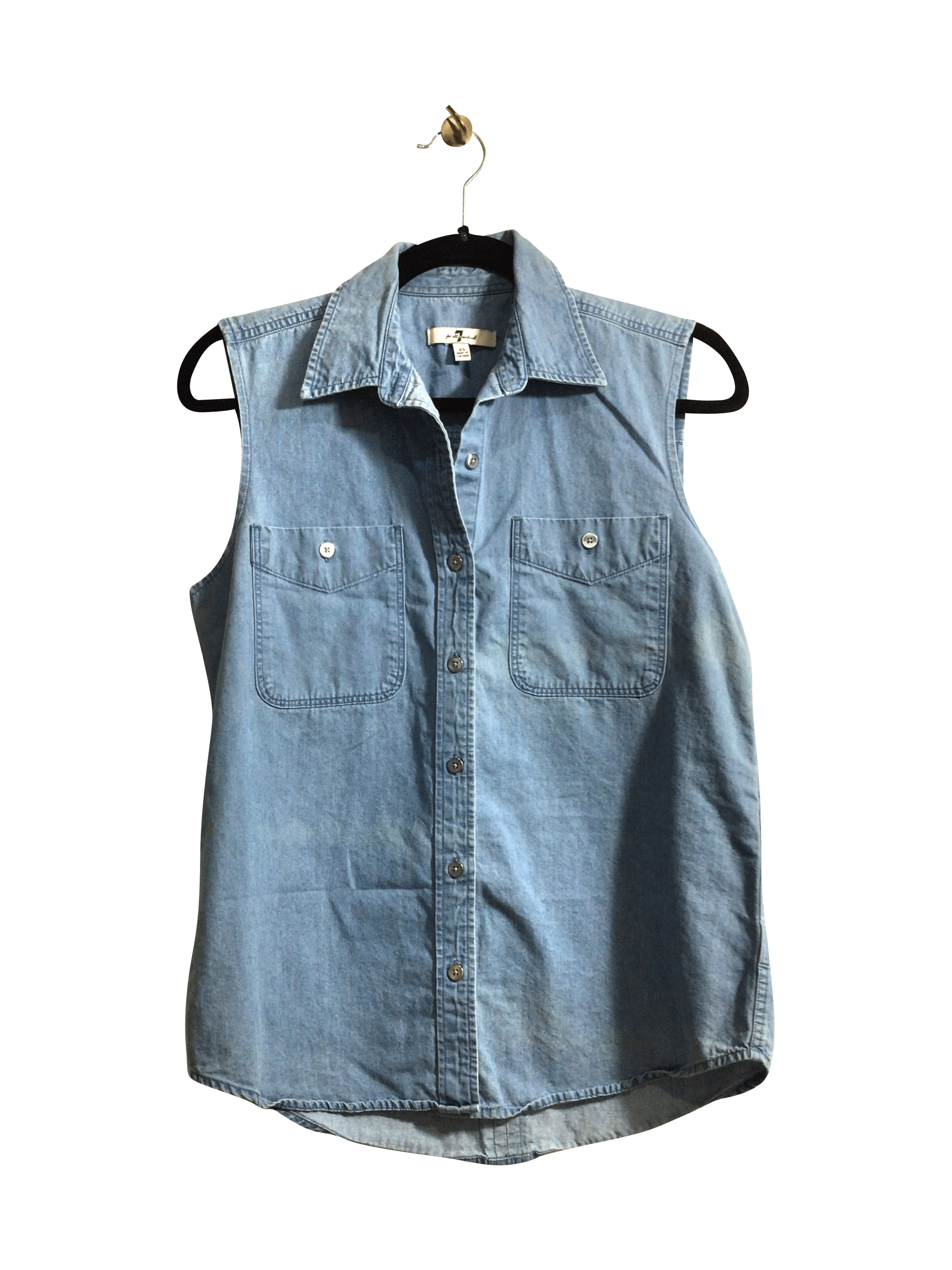 7 FOR ALL MANKIND Stylish Women's Blue Denim Tops in Regular Fit - Size XS