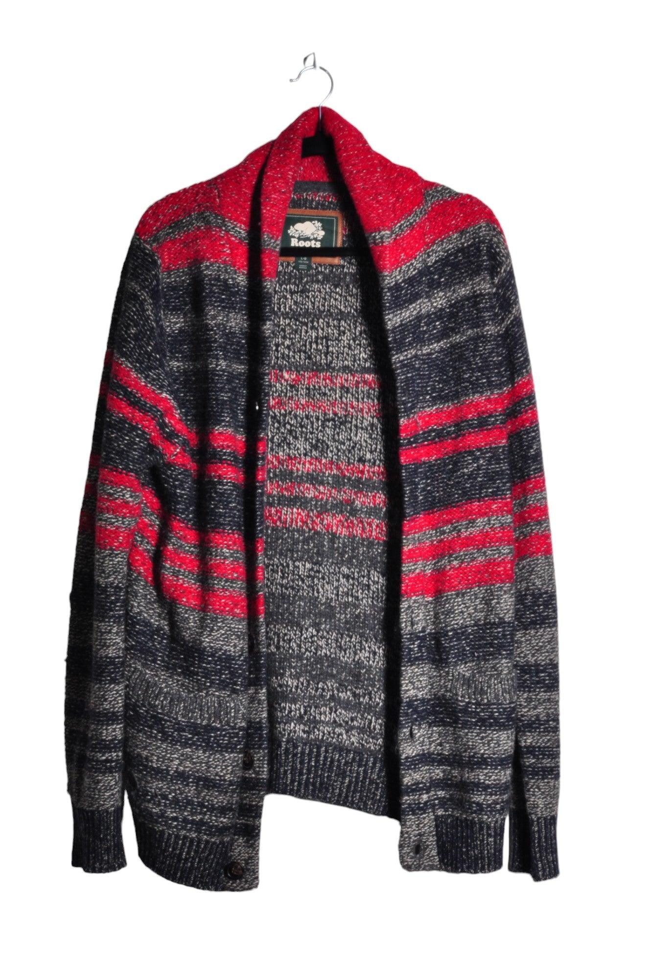 ROOTS Stylish Men's Black Regular-Fit Cardigan - Size L