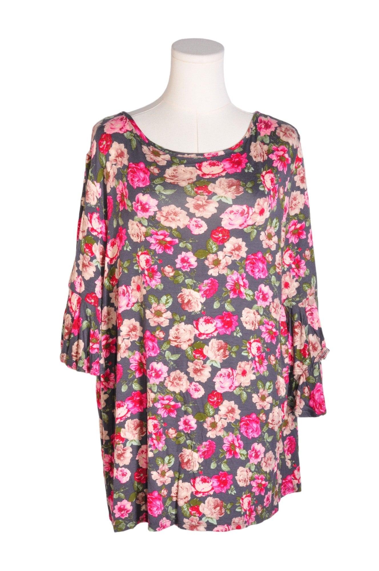 ELLIOTT & VINE Stylish Women's Gray Regular Fit Blouses - Size 1X