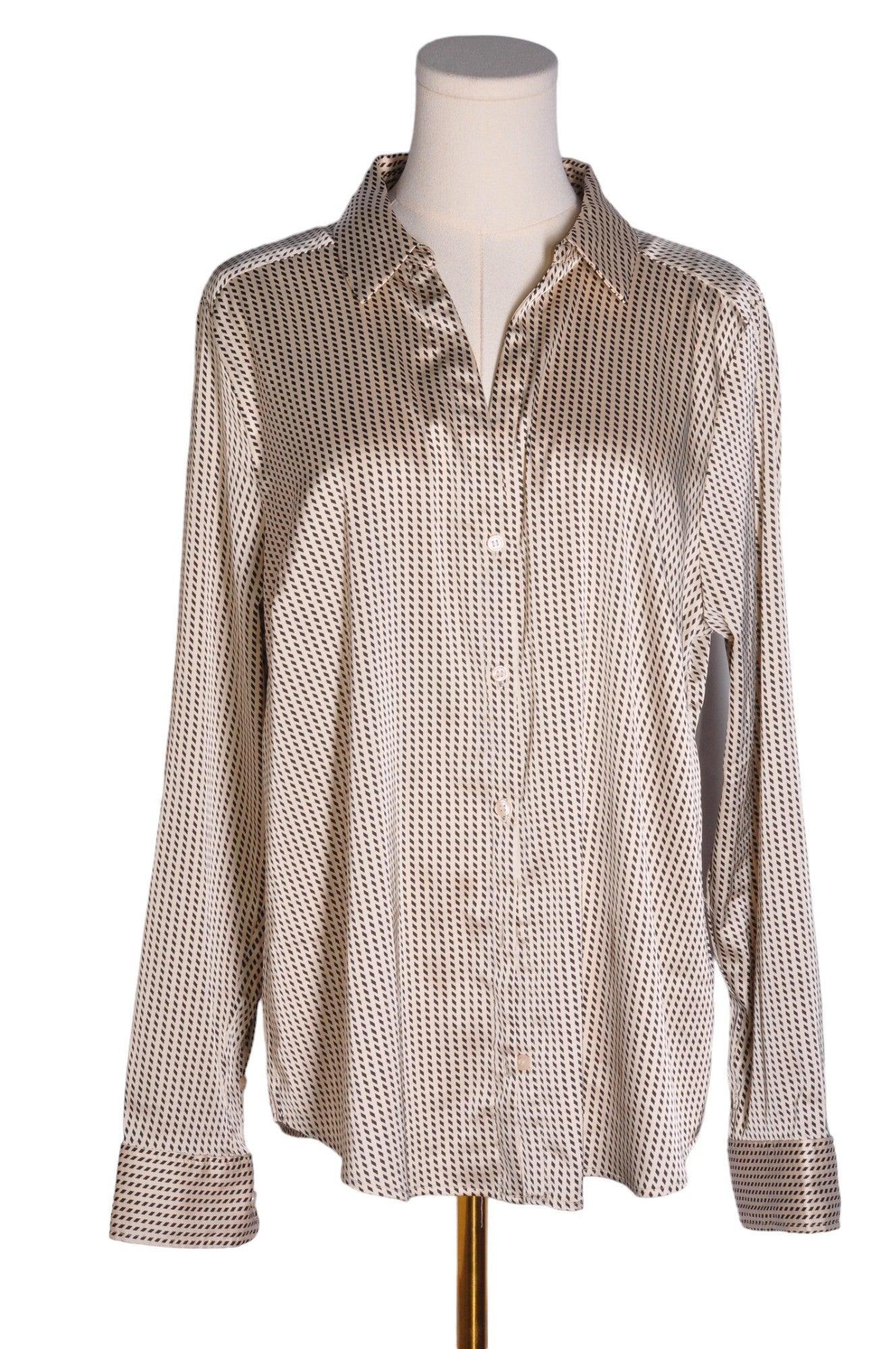 H&M Women's Stylish Beige Regular-Fit Button Down Tops - Size L
