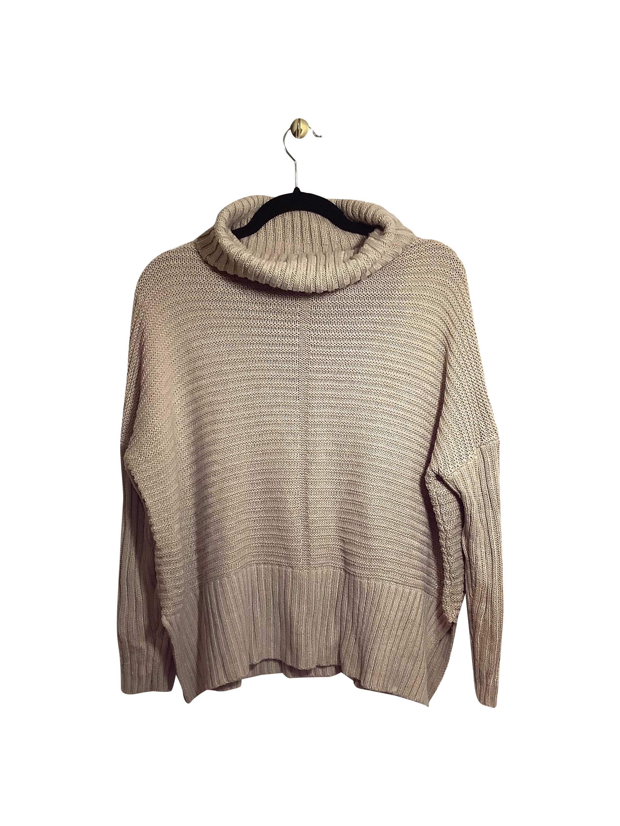 JOAN VASS Fashionable Regular Fit Beige Turtleneck Top - XS