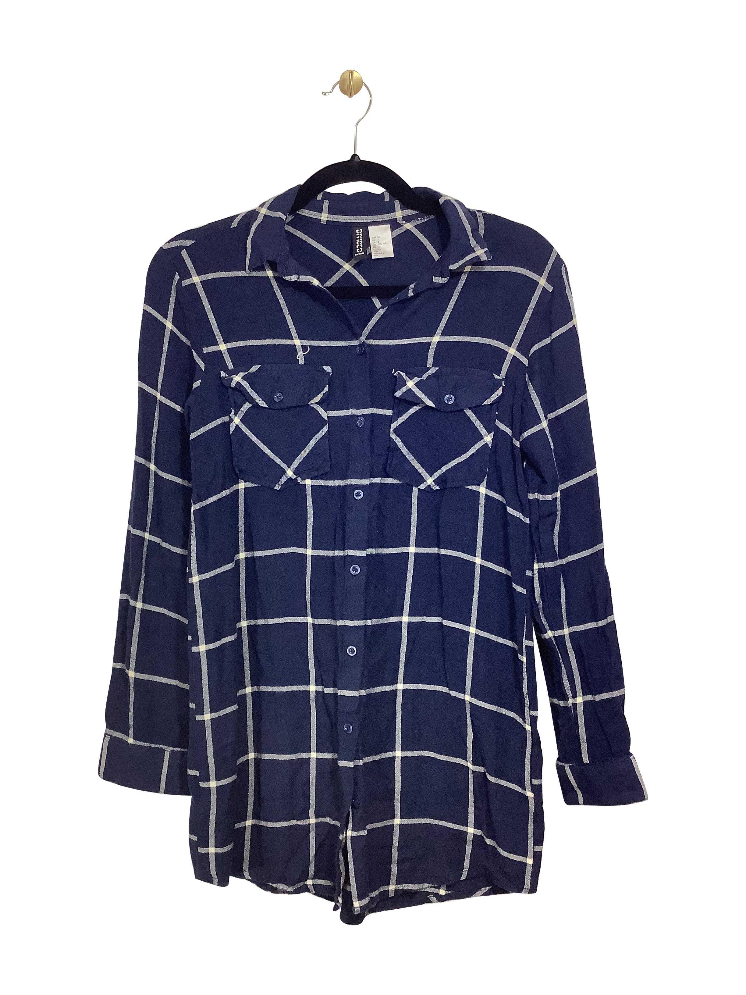 H&M Stylish Regular Fit Blue Button-down Top - Size 2