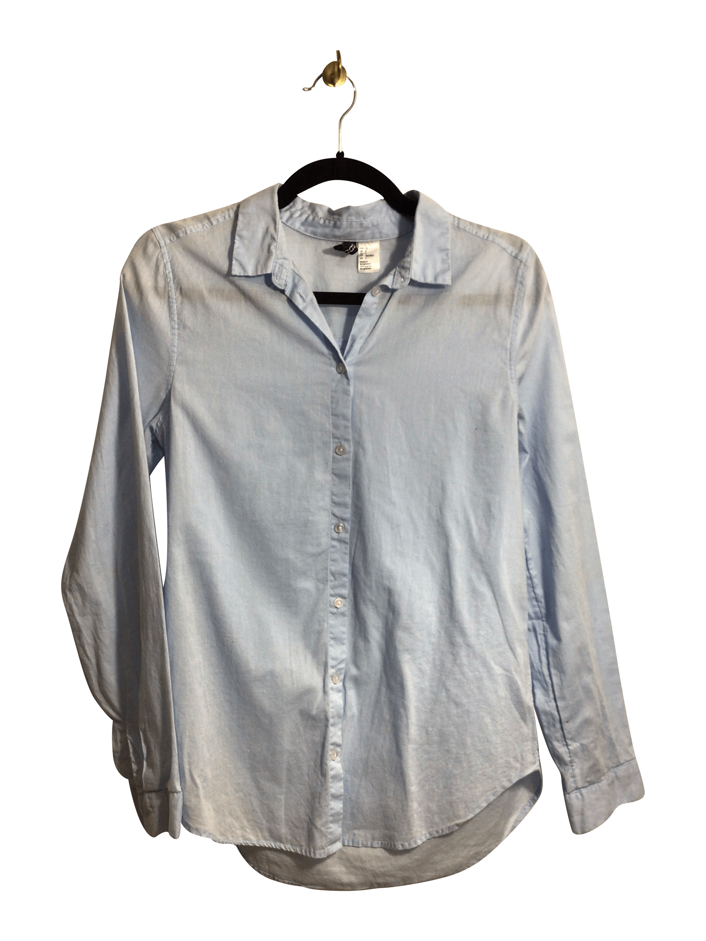 H&M Second Hand Blue Regular Fit Women's Button Down Tops - Size 2