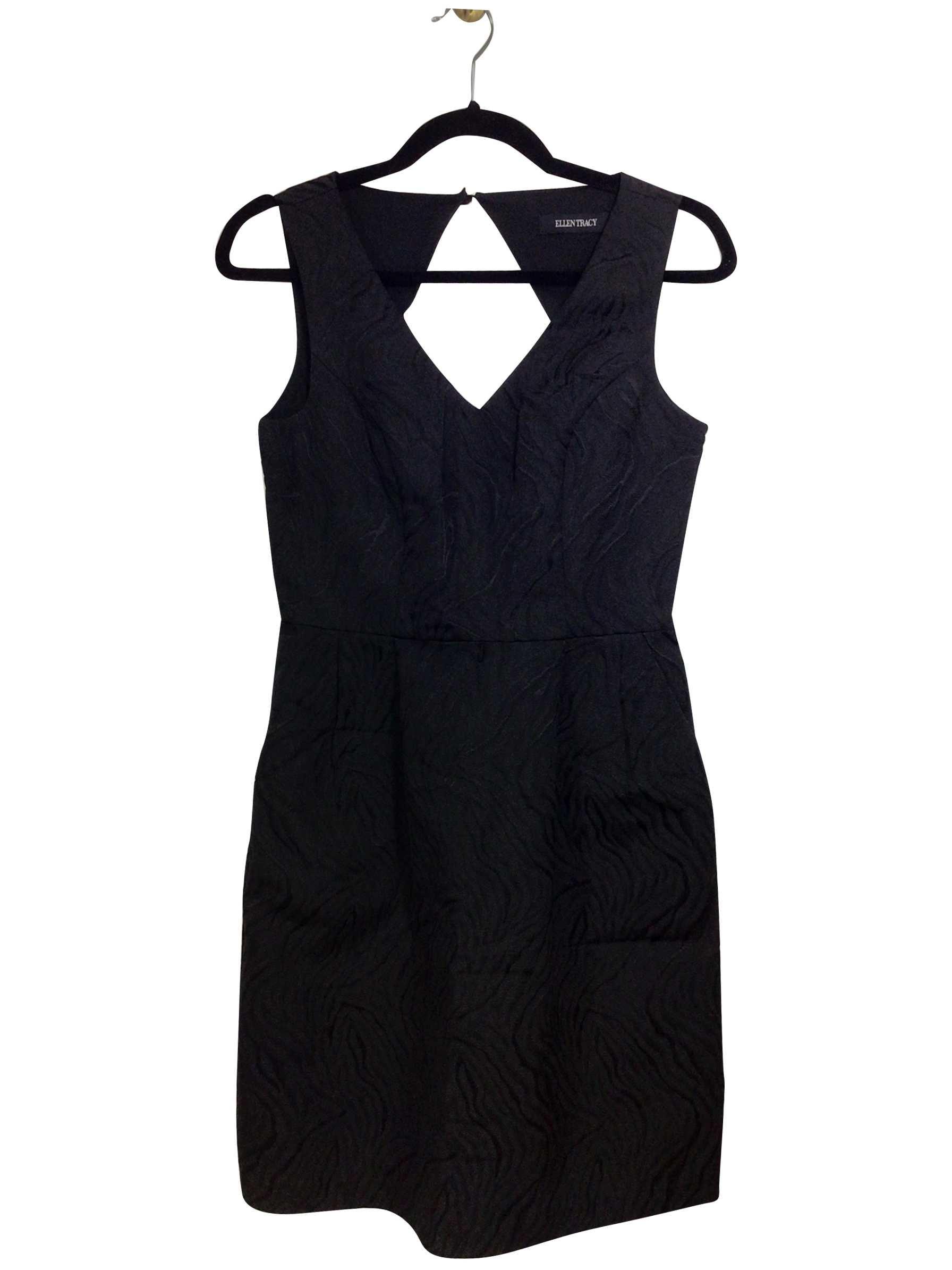 ELLEN TRACY Stylish Regular Fit Black Midi Dress - Size 4