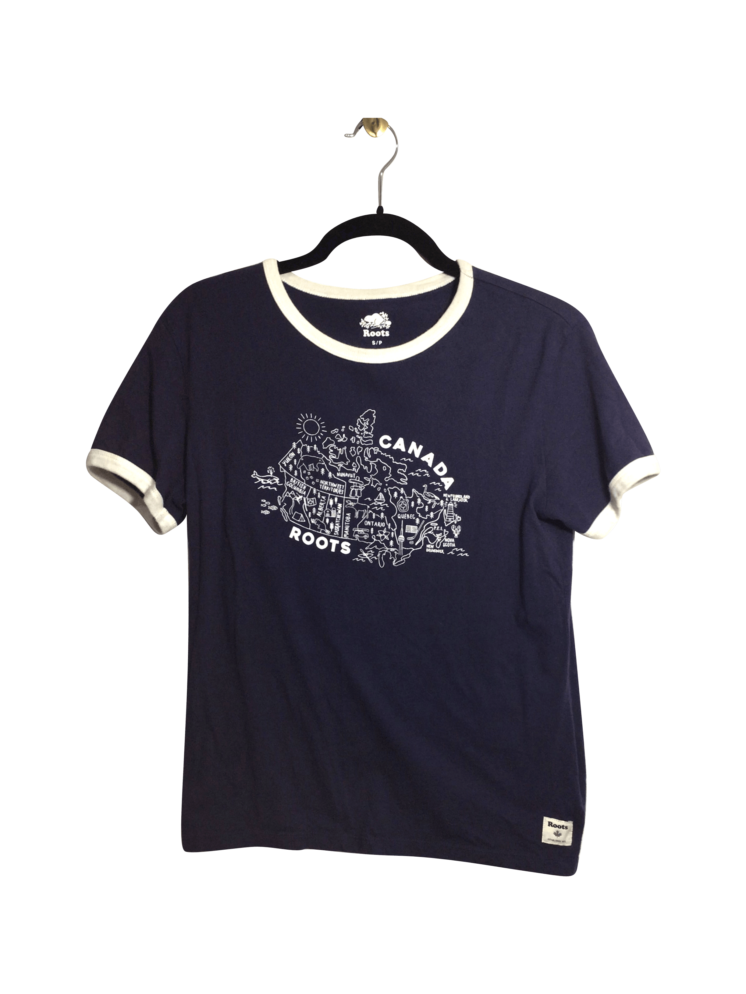 Stylish ROOTS Women's Blue Regular-Fit T-Shirt in Size S