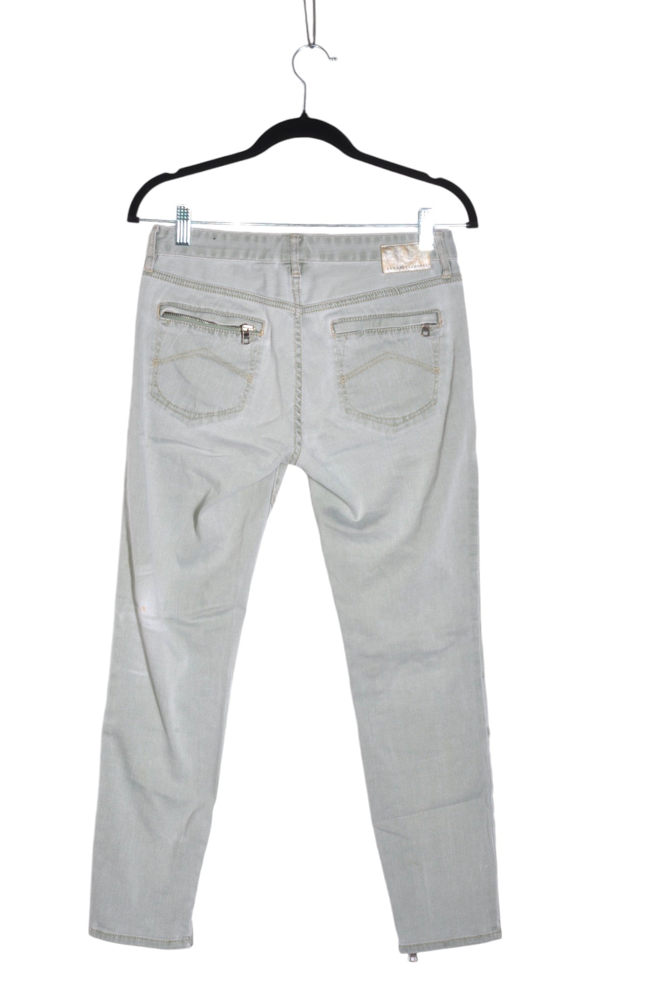ARMANI Stylish Women's Green Regular Fit Straight-Legged Jeans - Size 4