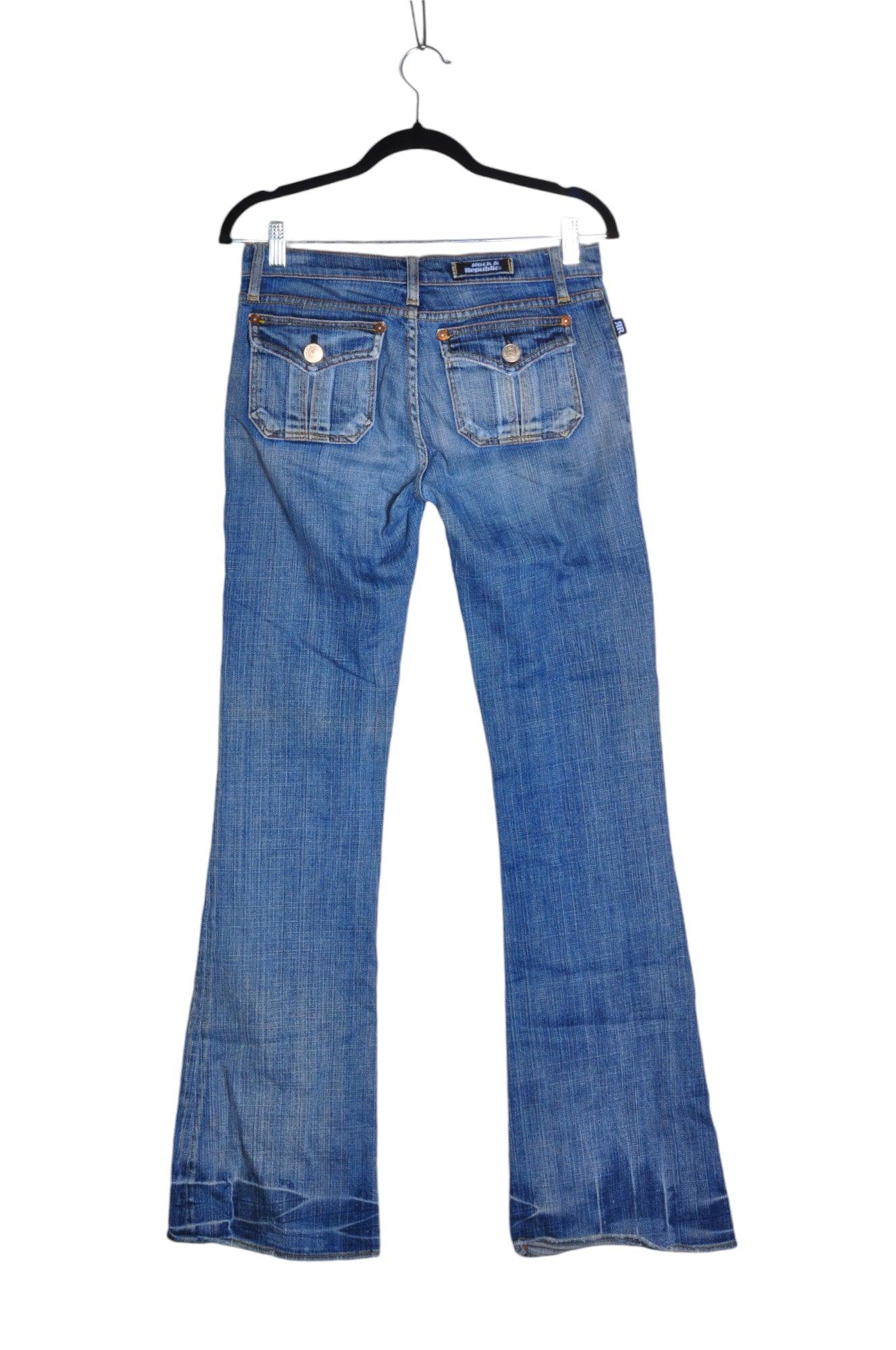 ROCK & REPUBLIC Stylish Blue Women's Regular Fit Straight-Legged Jeans - Size 28