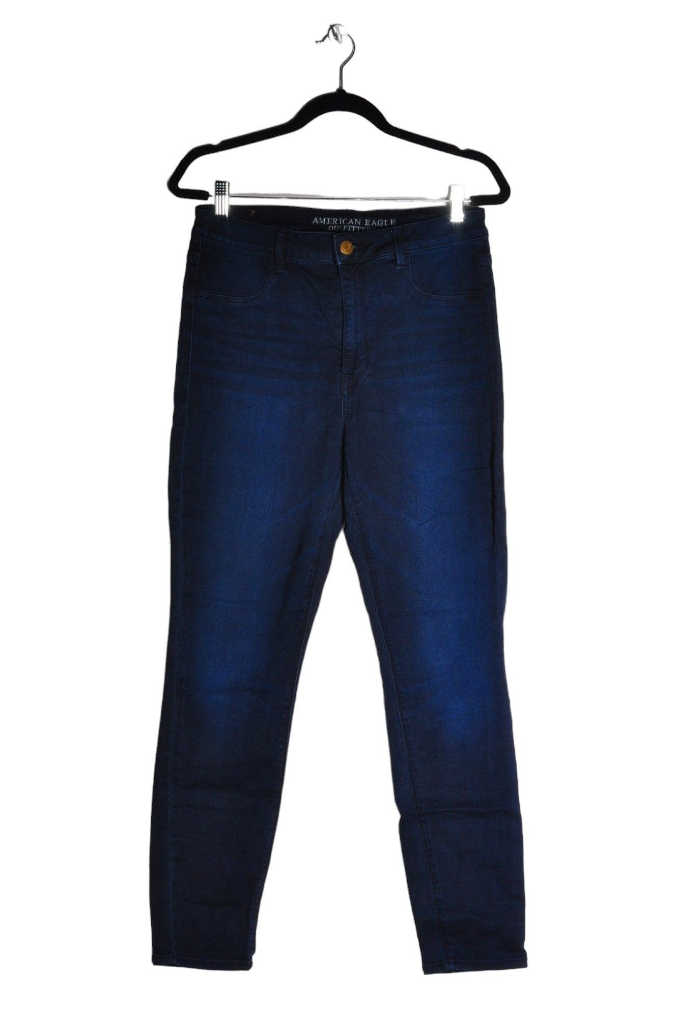 Stylish AMERICAN EAGLE Women's Blue Regular Fit Straight-Legged Jeans - Size 12