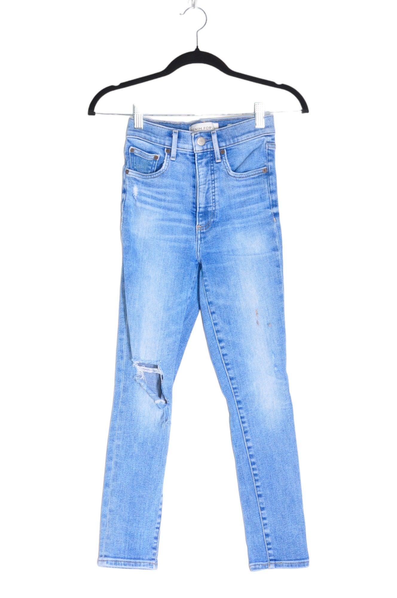 DENIM FORUM Stylish Blue Women's Regular Fit Straight-Legged Second-Hand Jeans - Size 24