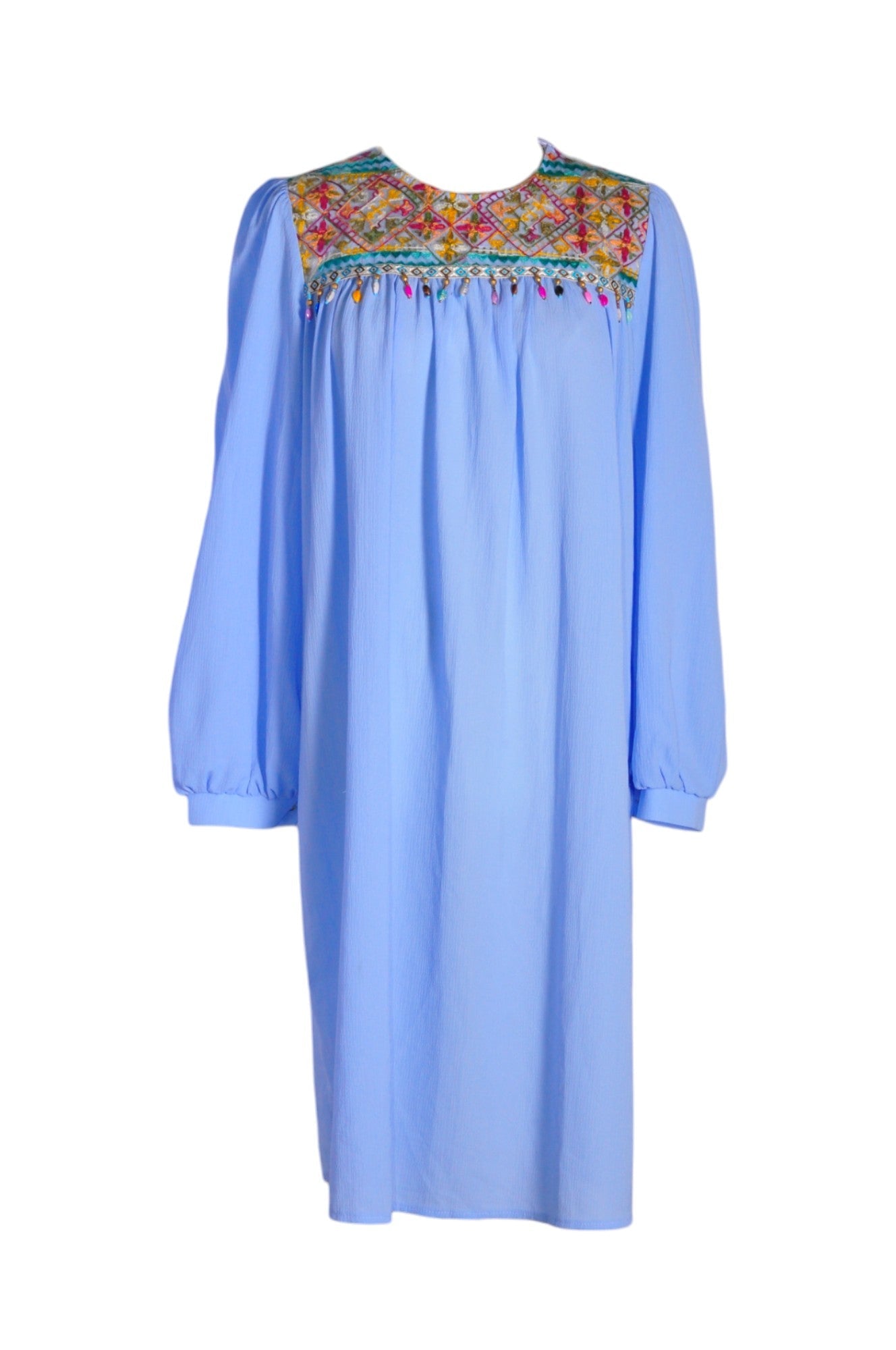 KOLL Stylish Women's Blue Drop Waist Regular Fit Dress - Size M