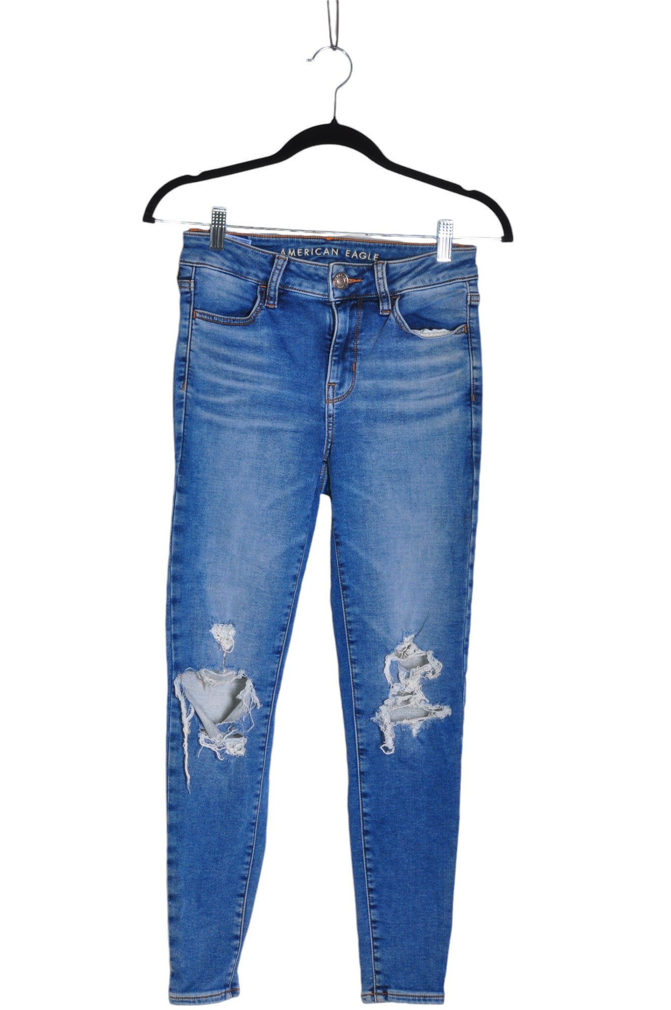 AMERICAN EAGLE Stylish Women's Blue Straight-Legged Regular Fit Jeans - Size 4