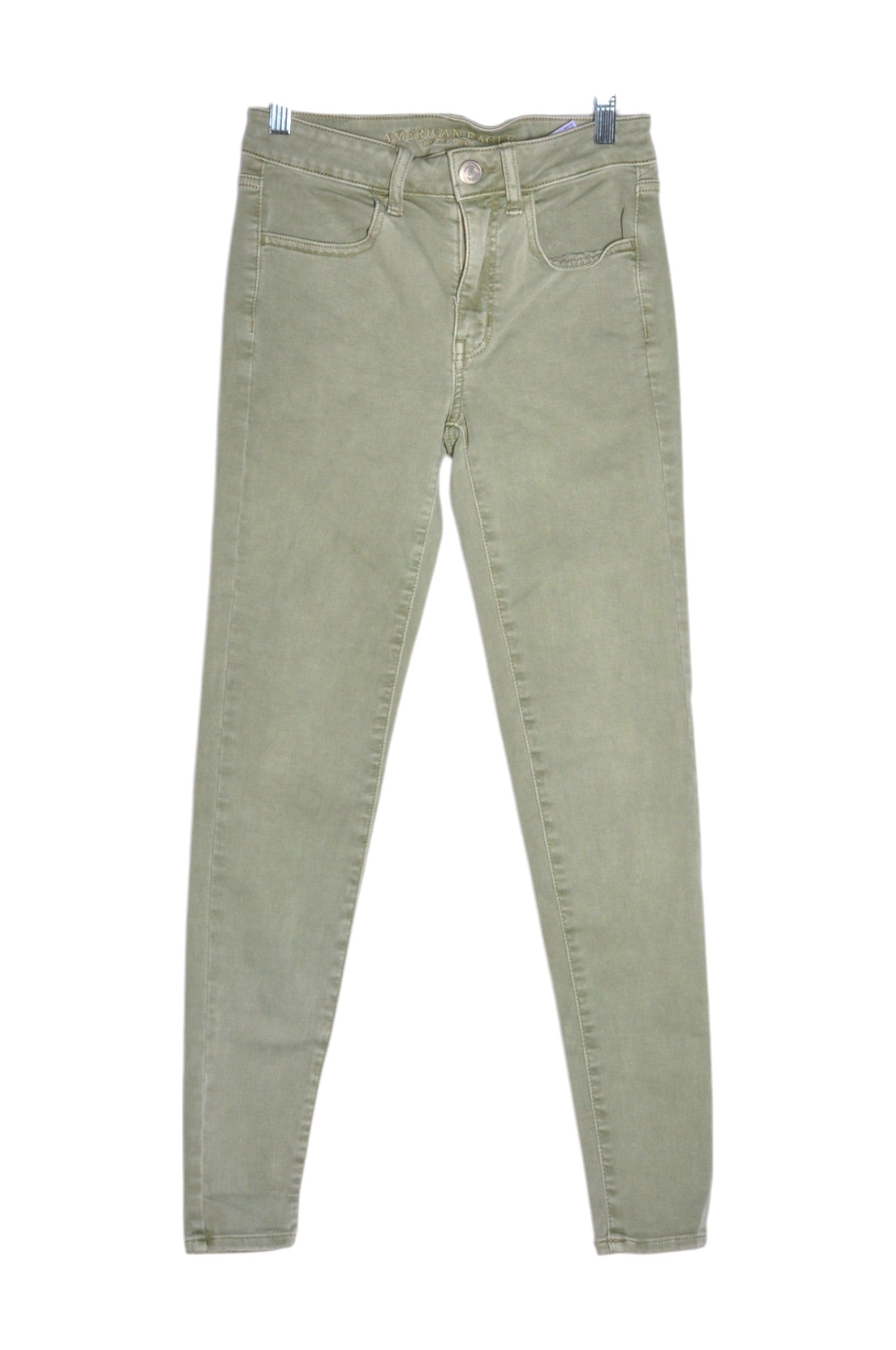 AMERICAN EAGLE Stylish Women's Regular Fit Straight-Legged Green Jeans - Size 4