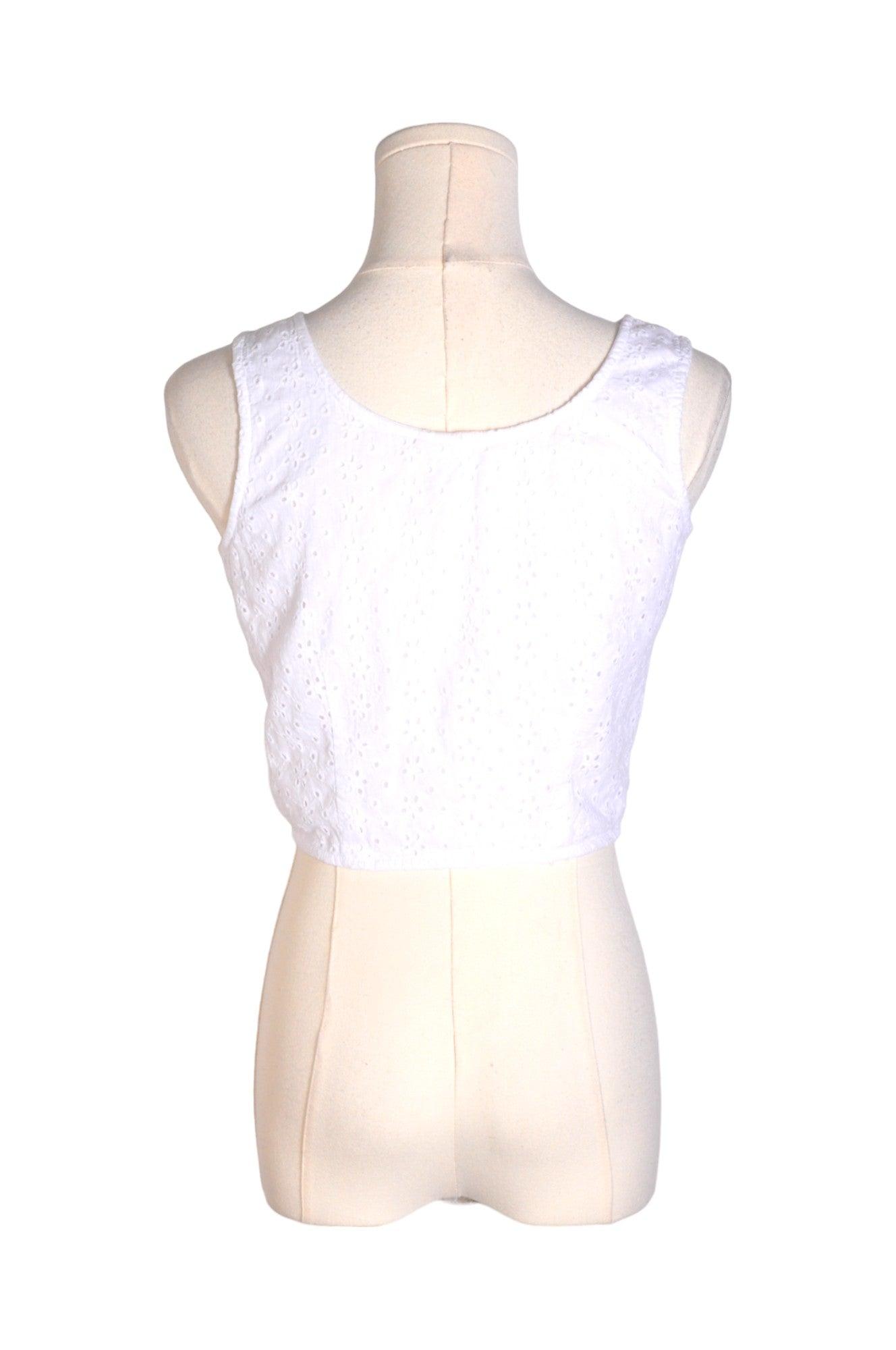 JAPNA Women's White Regular-Fit Sleeveless V-Neck Crop Top - Size S