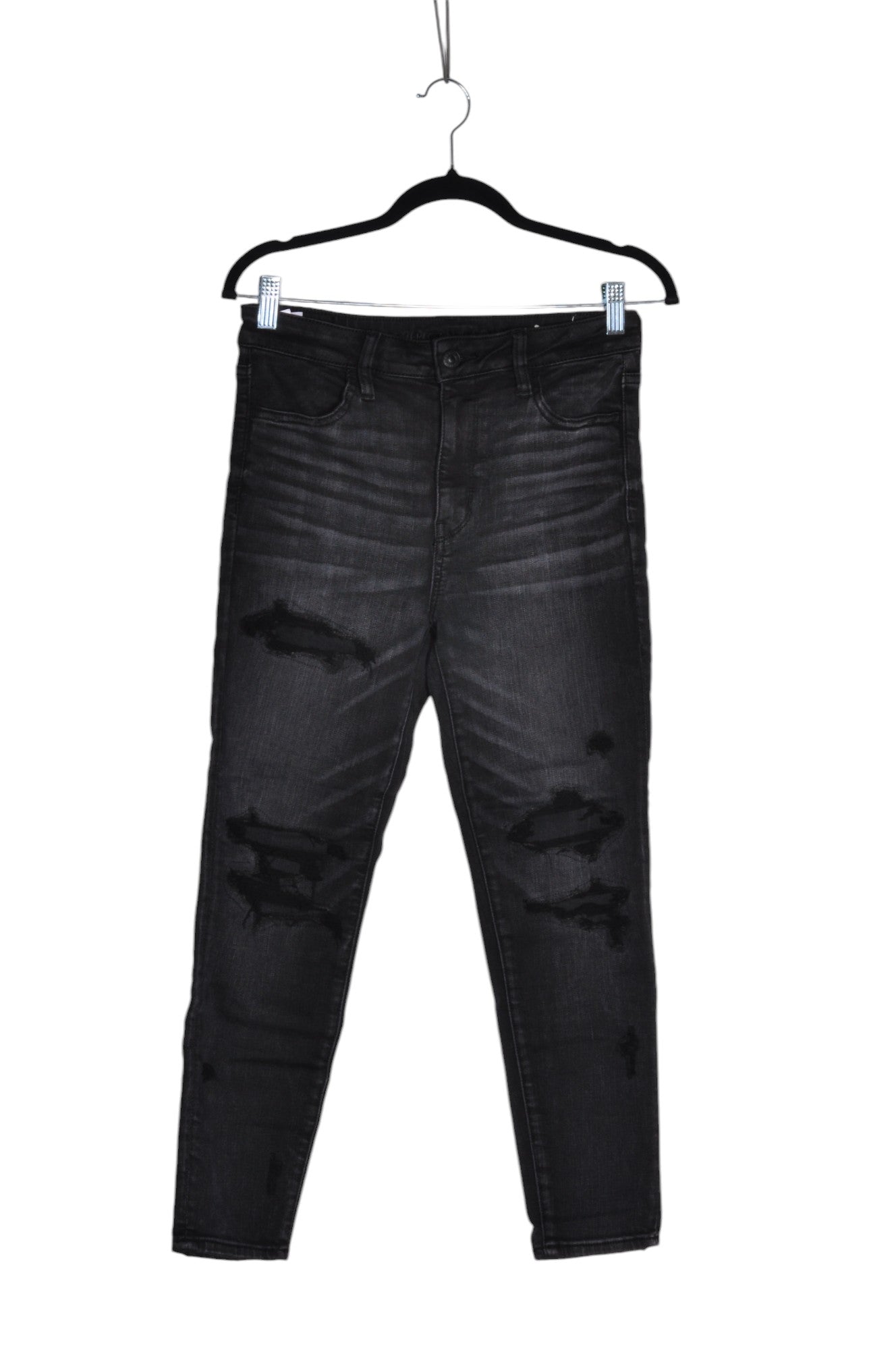 AMERICAN EAGLE Stylish Women's Straight-Legged Black Jeans - Regular Fit Size 8