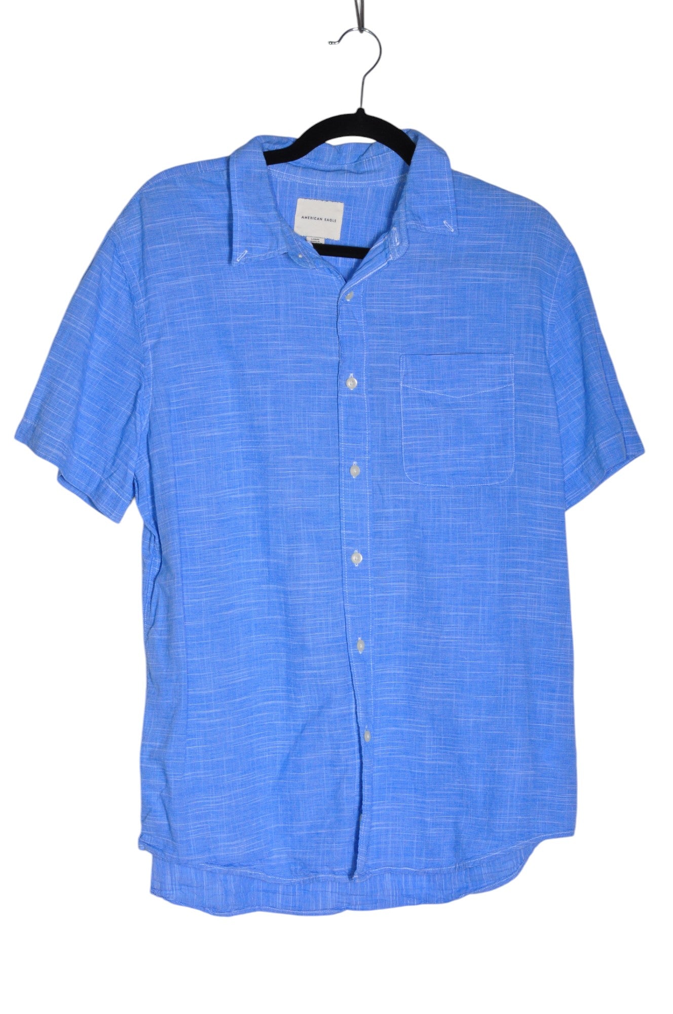 Stylish AMERICAN EAGLE Women's Regular Fit Blue Button - Down Tops in Size L