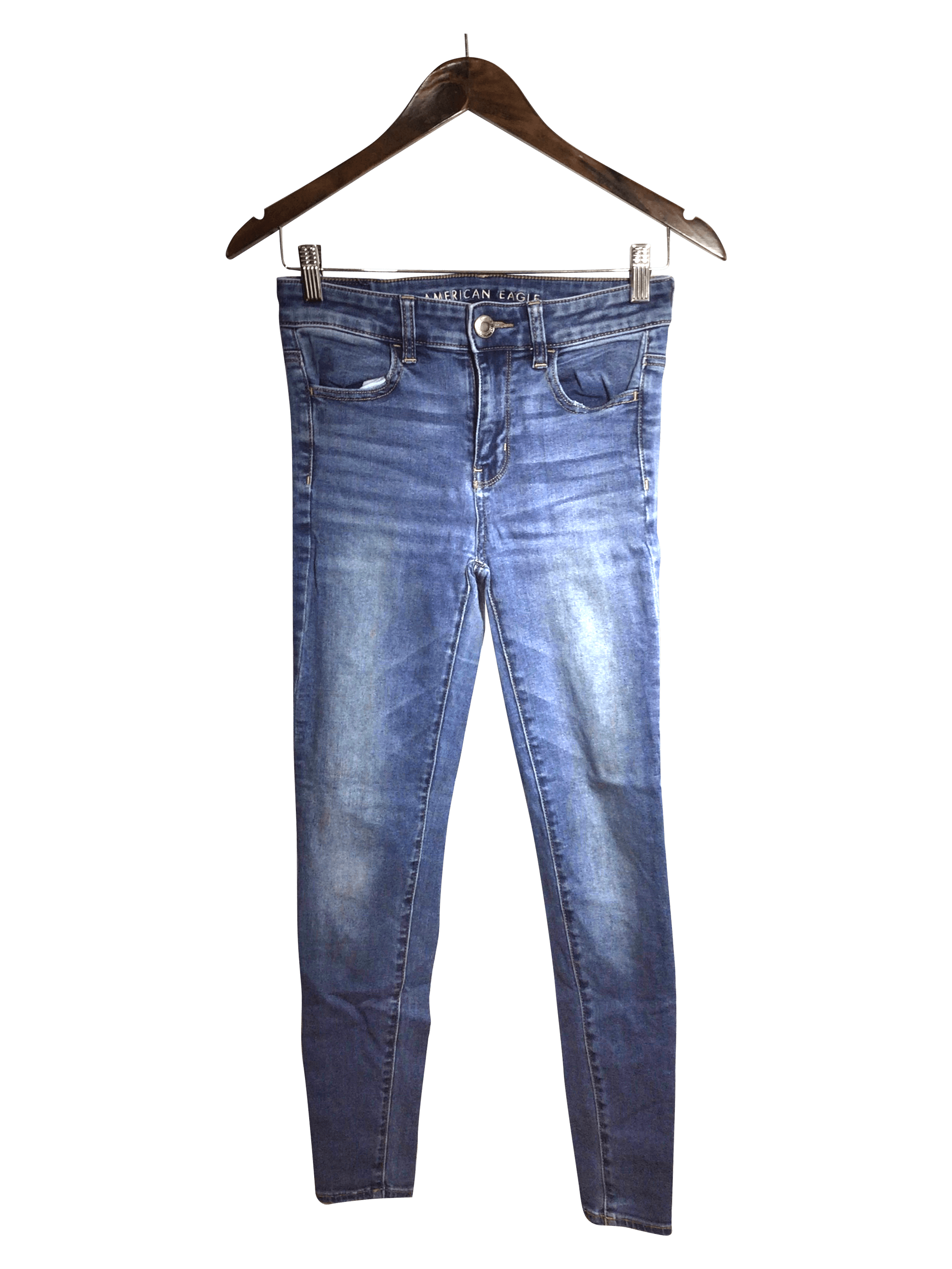 AMERICAN EAGLE Stylish Women's Blue Regular Fit Straight-Legged Jeans - Size 4
