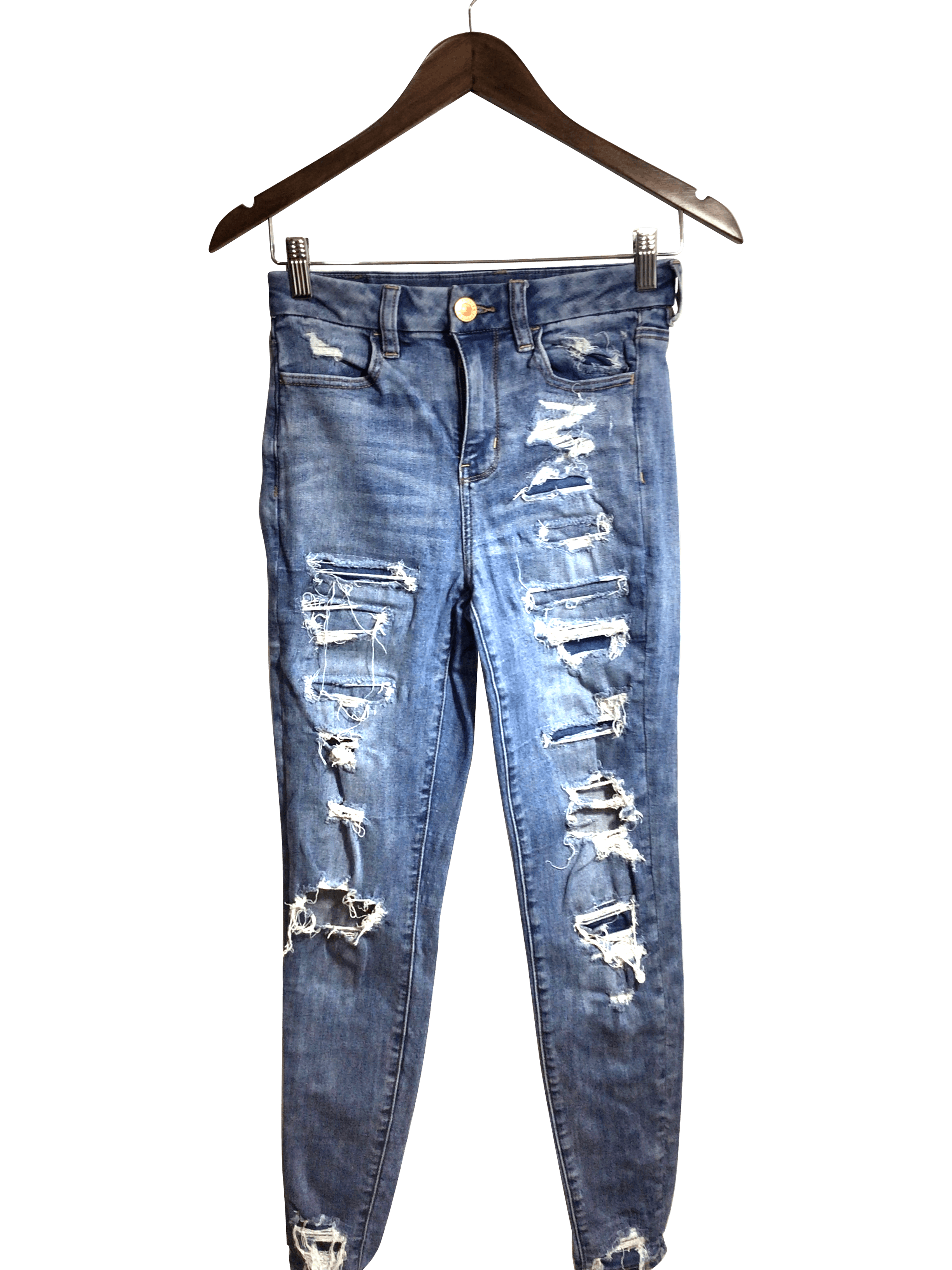AMERICAN EAGLE Stylish Women's Blue Regular-Fit Straight-Legged Jeans - Size 2