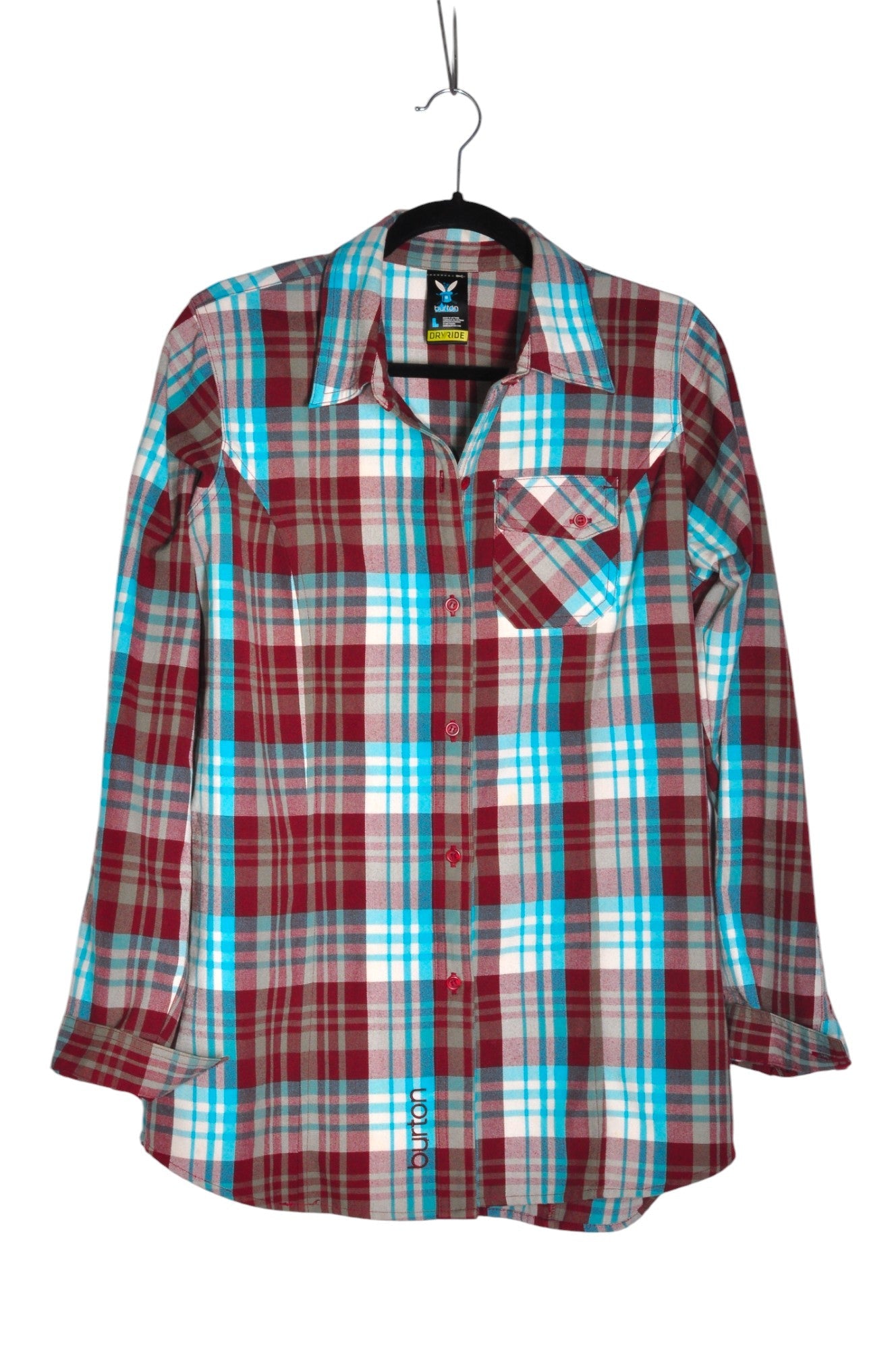 BURTON Men's Stylish Red Regular-Fit Button-Down Tops - Size L